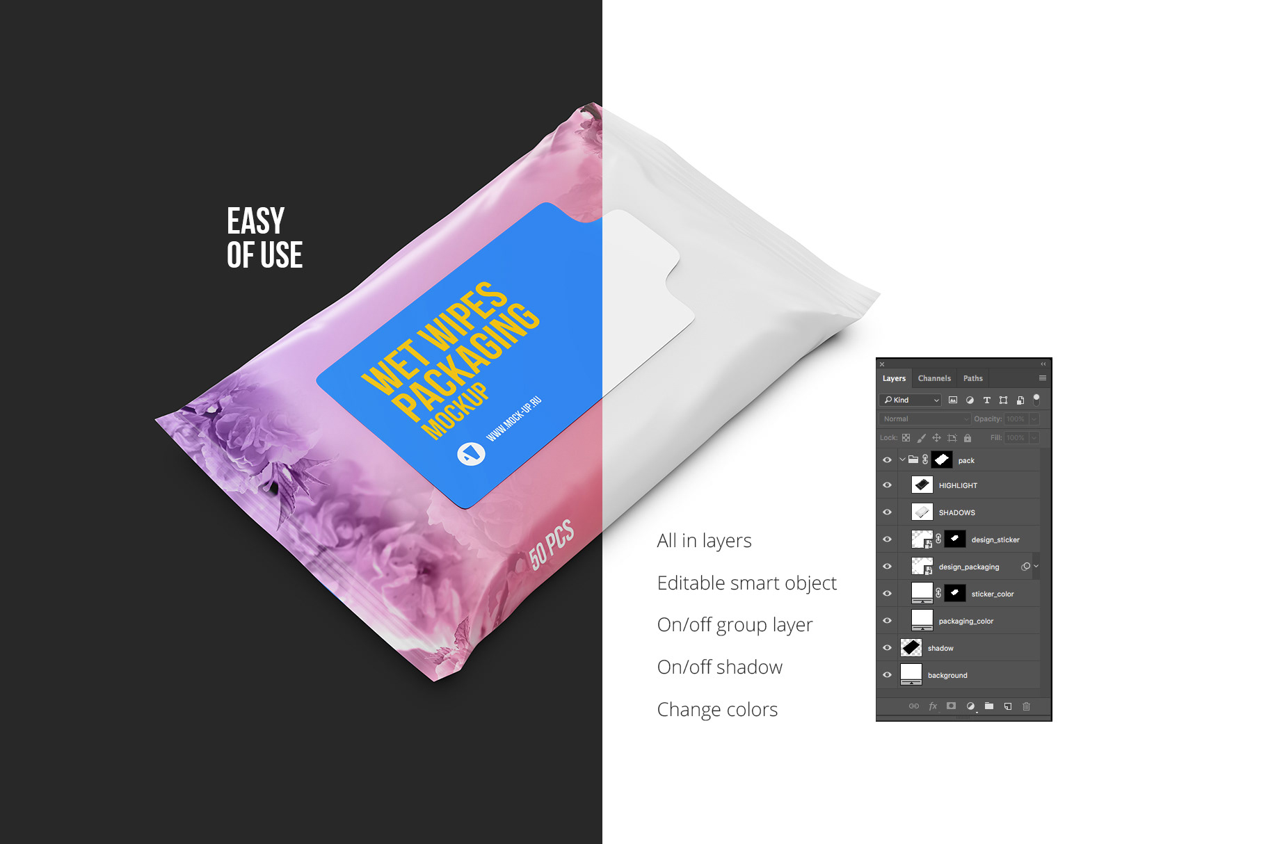 Download Exclusive Product Mockups - Wet Wipes 3/4 view mockup