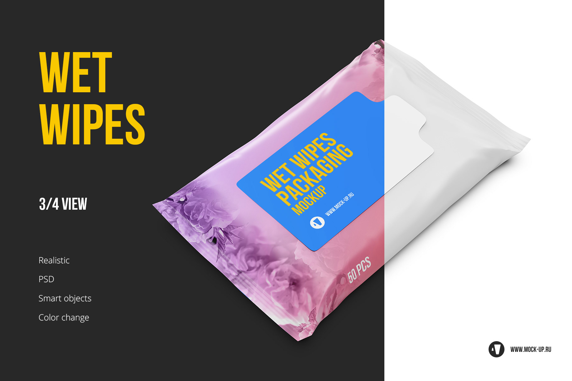 Download Exclusive Product Mockups - Wet Wipes 3/4 view mockup