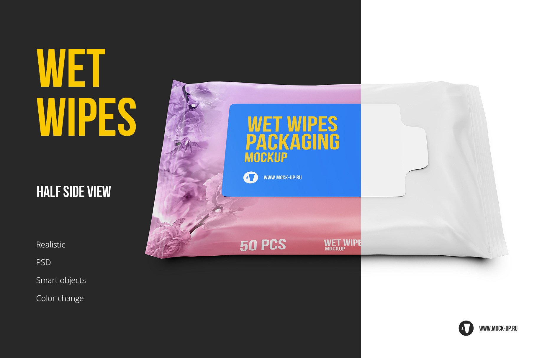 Download Exclusive Product Mockups - Wet Wipes Half Side view mockup