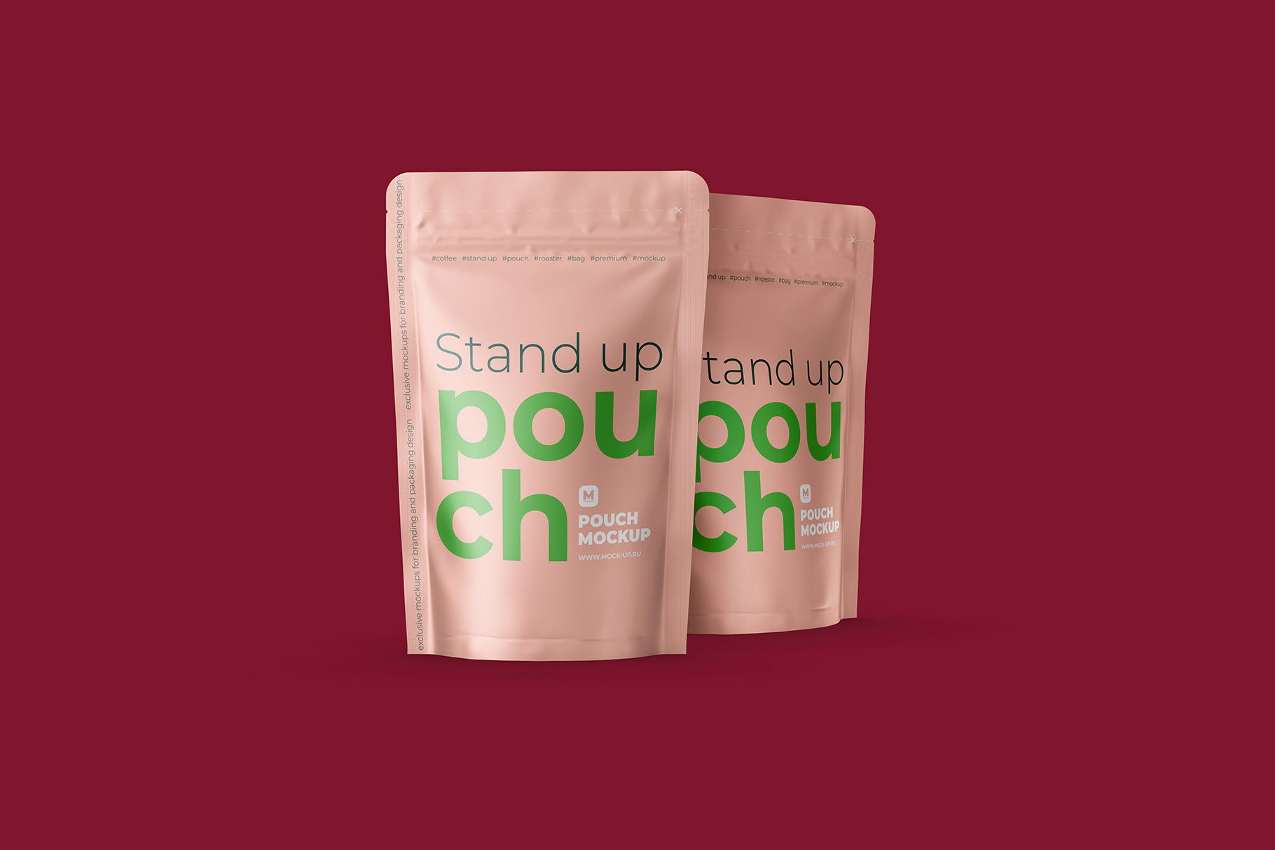 Download Exclusive Product Mockups - Stand-up Pouch Mockup front and side view
