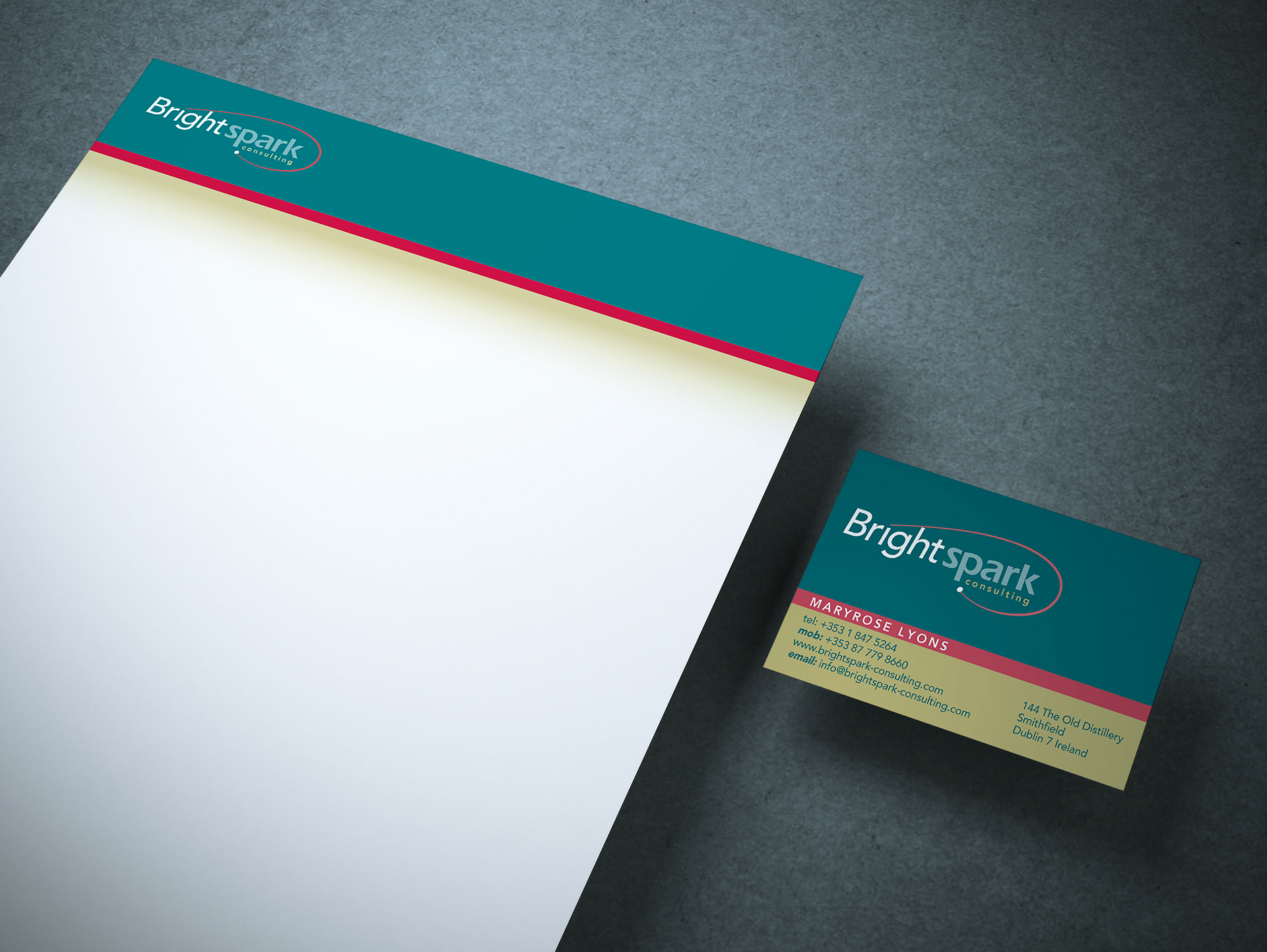 1. Brightspark letterhead and business card