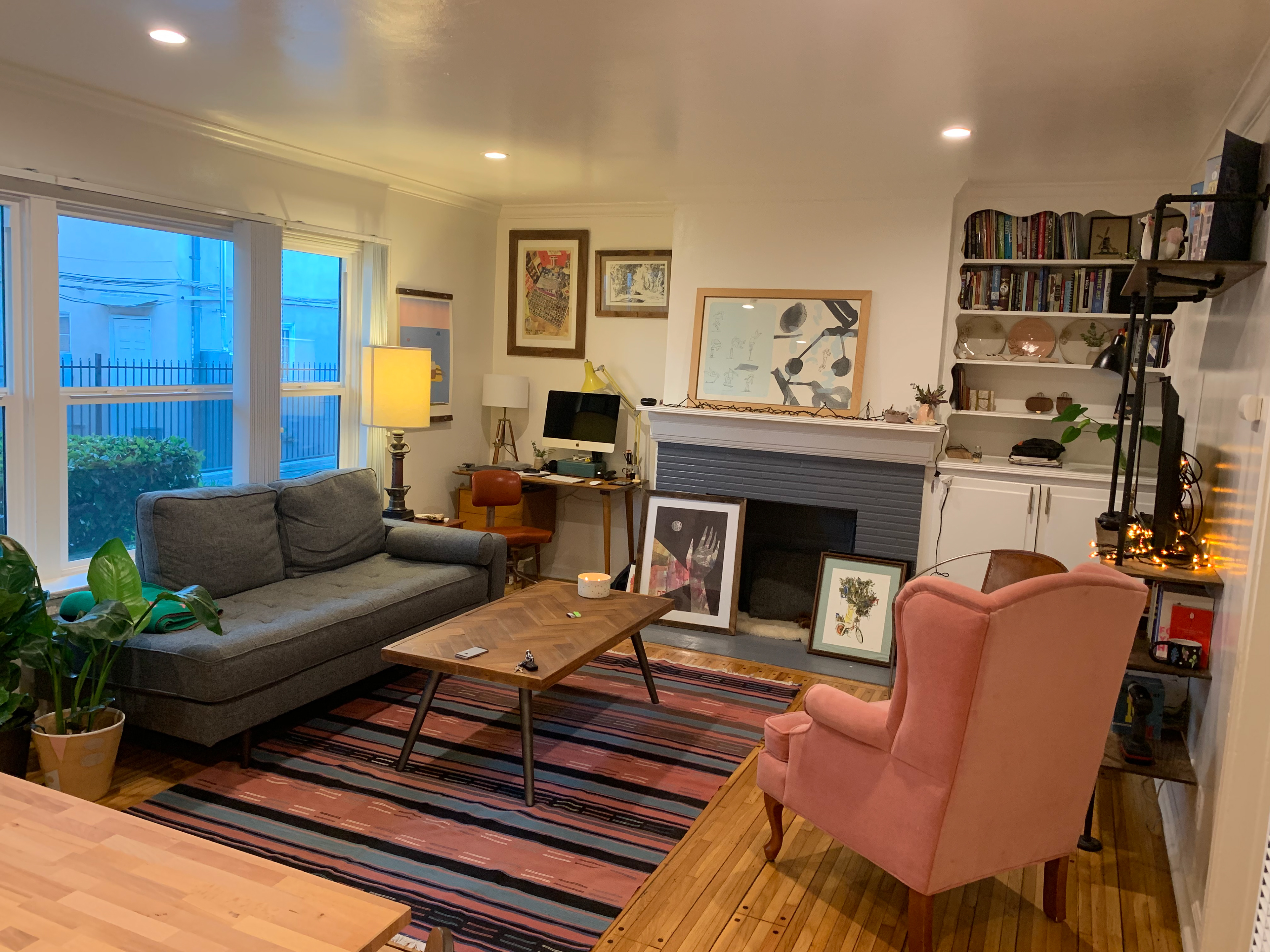 Feels like a home. It's crazy to see pieces from different parts of the Wolcott apartment and studio living together in one space. Found a ton of good stuff on craigslist and all of our framed prints survived the drive, too!