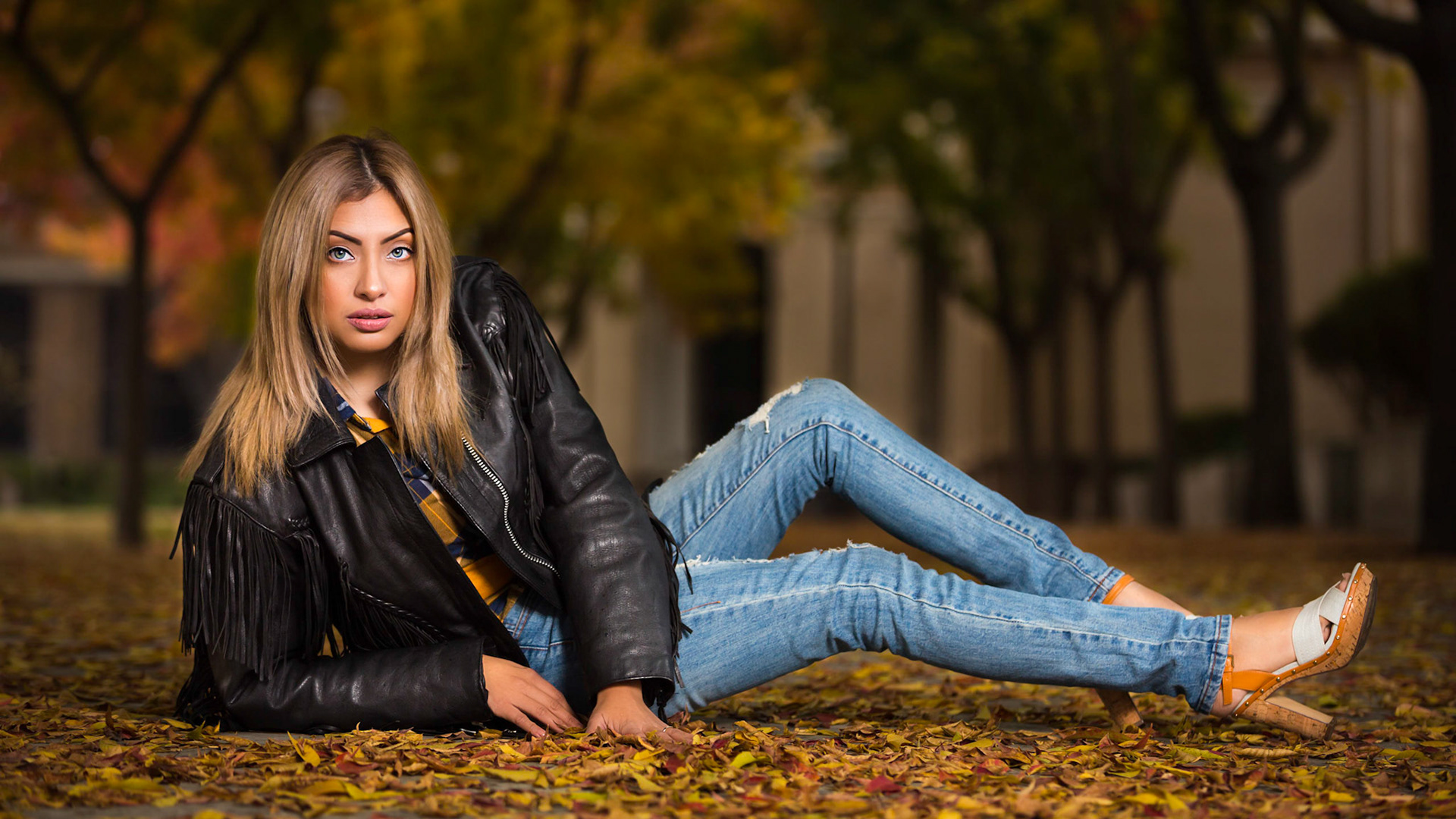 Ali in the fall leaves