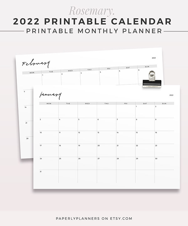 Paperly Planners - Beautiful, Productive. - 2022 ROSEMARY Calendar