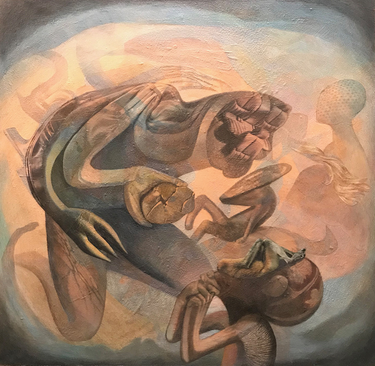 davidmball “Smash”, 36”x36”, collage, acrylic, colored pencil on wood panel, #davidmball #available #purchase, Message me at ball.david@sbcglobal.net.