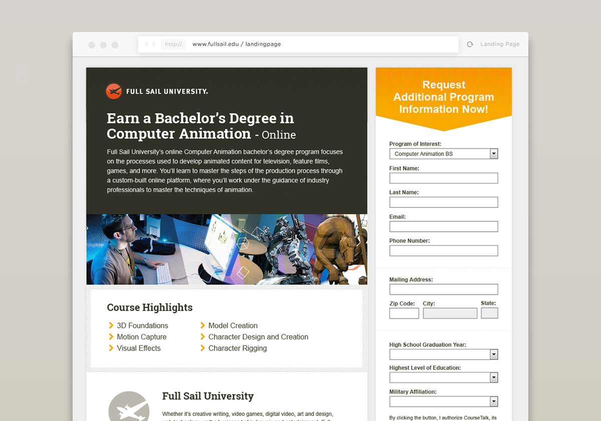 Jean Philavong - Full Sail University - Landing Pg. A/B test Jean Philavong - Full Sail University - Landing Pg. A/B test
