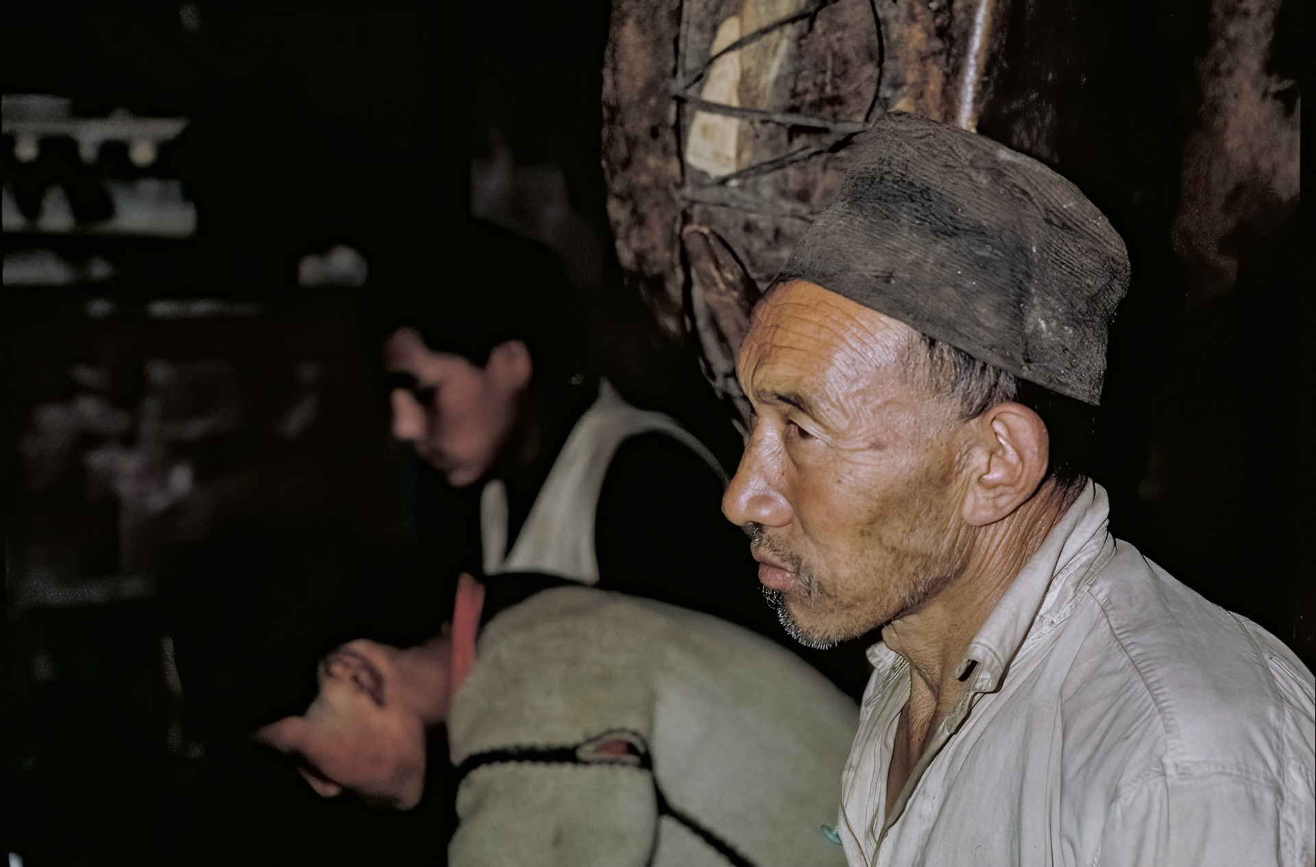 (L-R) Lama Pruba Hlalungba (142); unknown; Gin Gyau Tibetan (788) in gompa