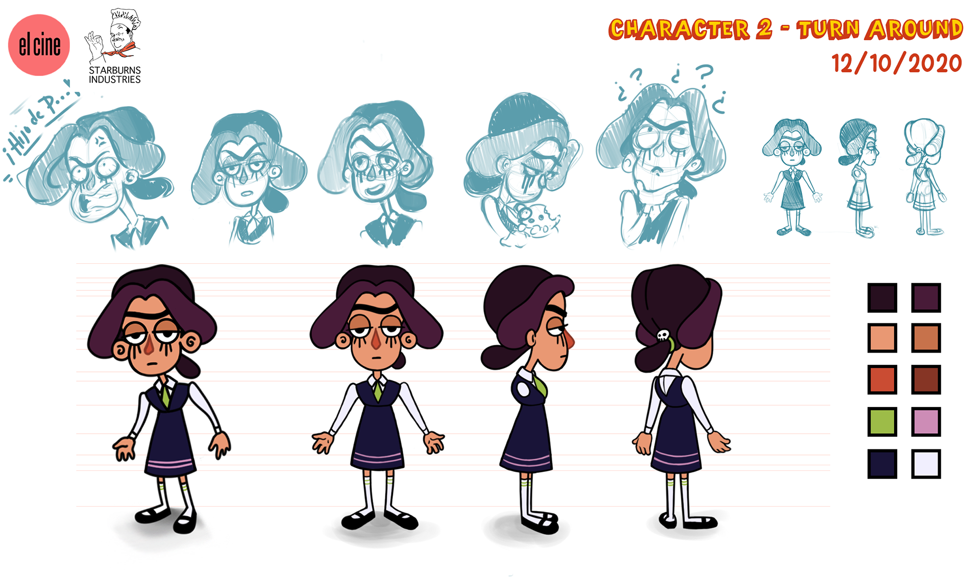El Cine X Starburns Industries Character Design Test Turnaround