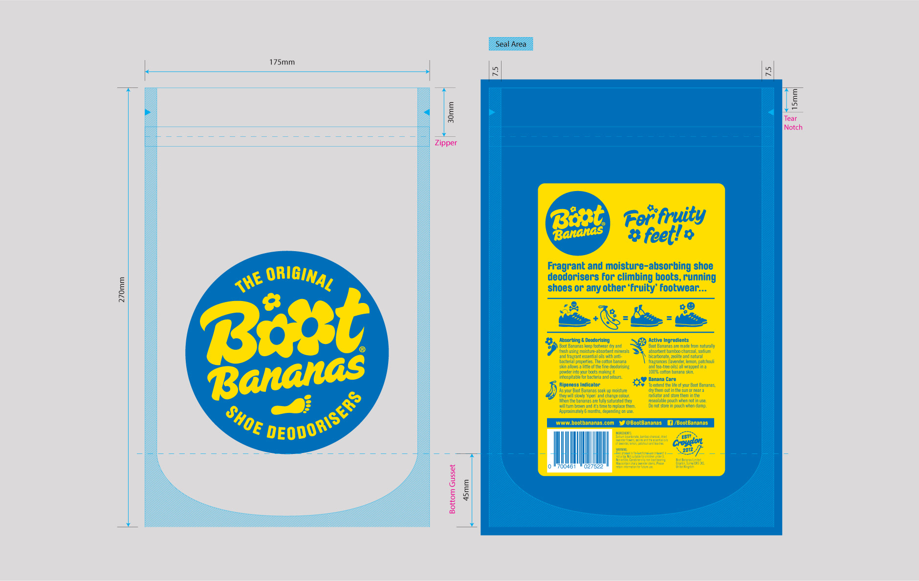 Boot Bananas brand identity and packaging design by Peter Gibbons