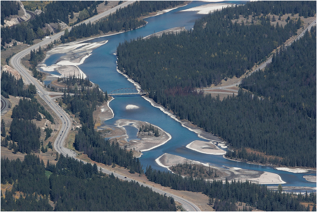 Athabasca River & bridge to Medicine Lake