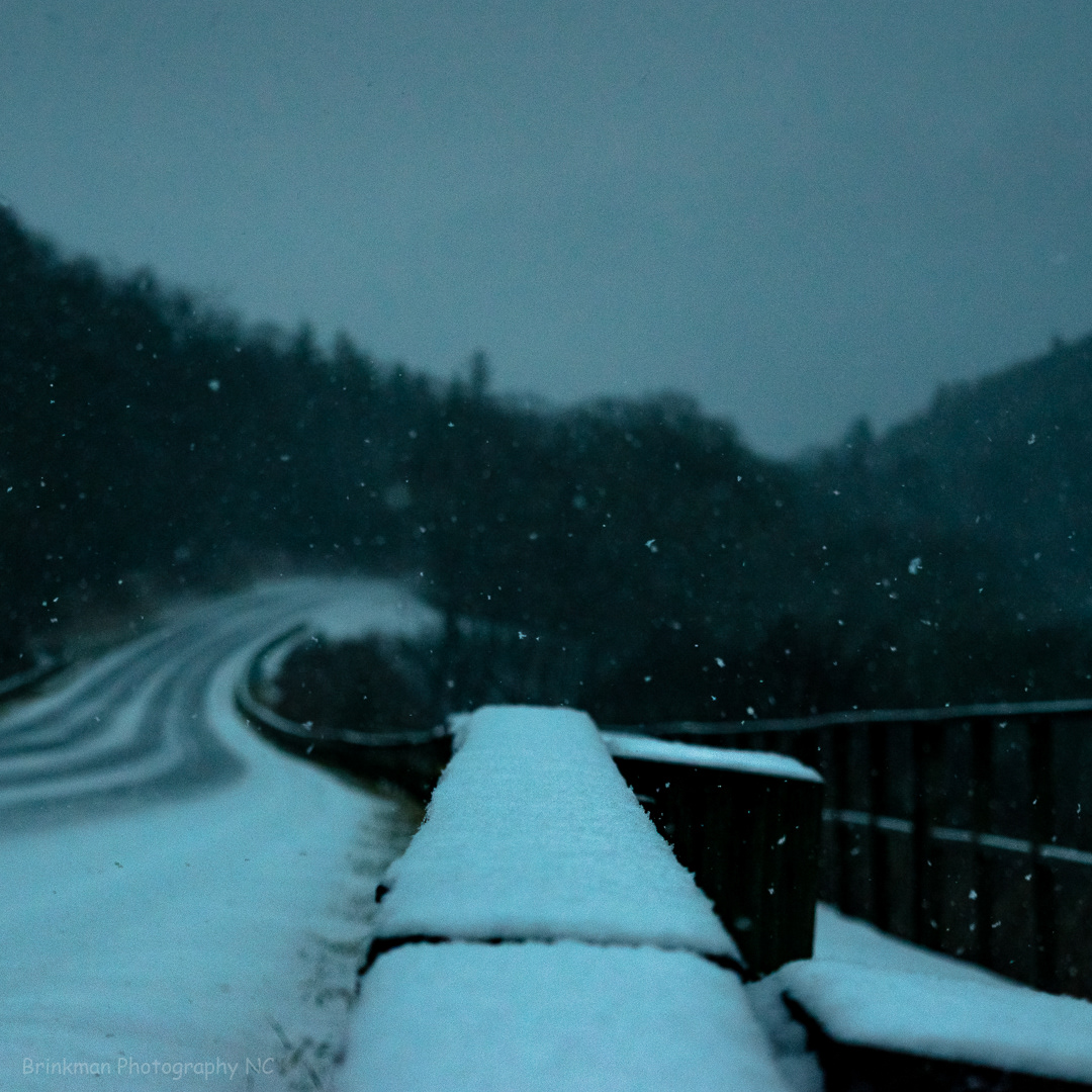 Snowing on the road to Gatlinburg, TN.