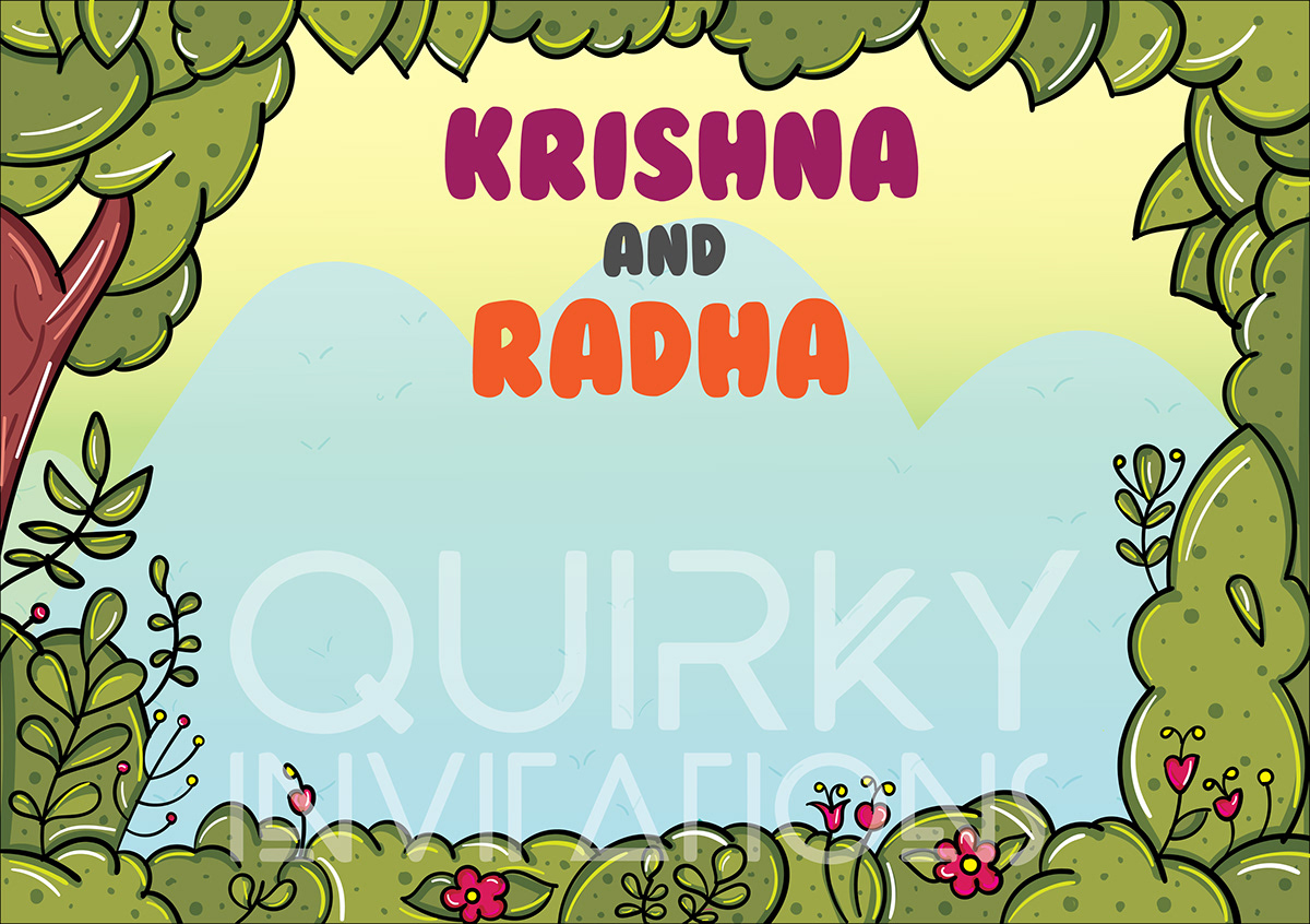 Quirky Indian Wedding Invitations - Radha & Krishna Wedding