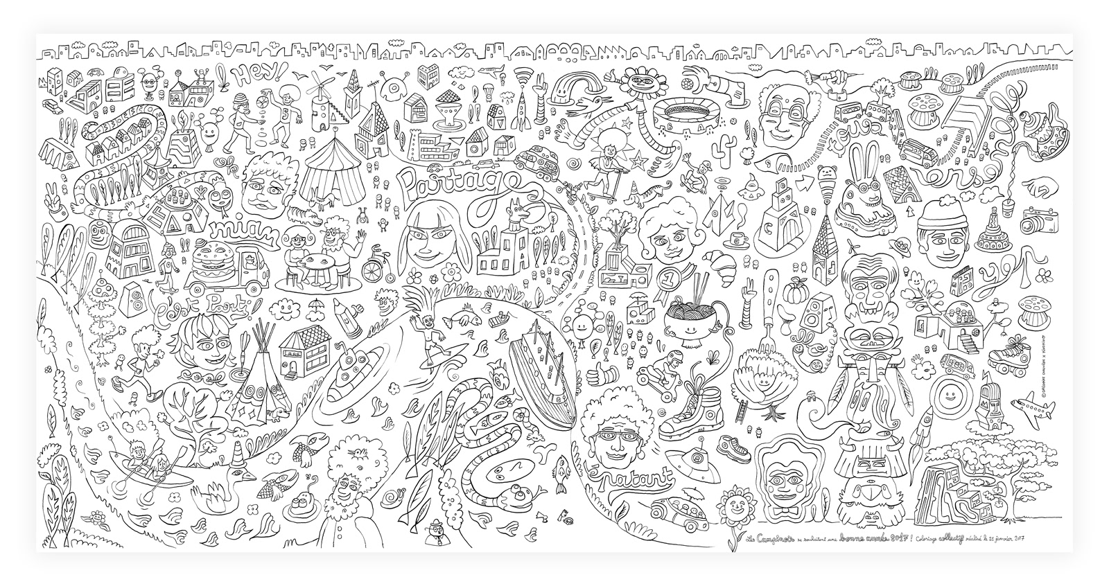 Coloriage Collaboratif à Imprimer gargalu.net - illustration – graphic design - Coloriage géant