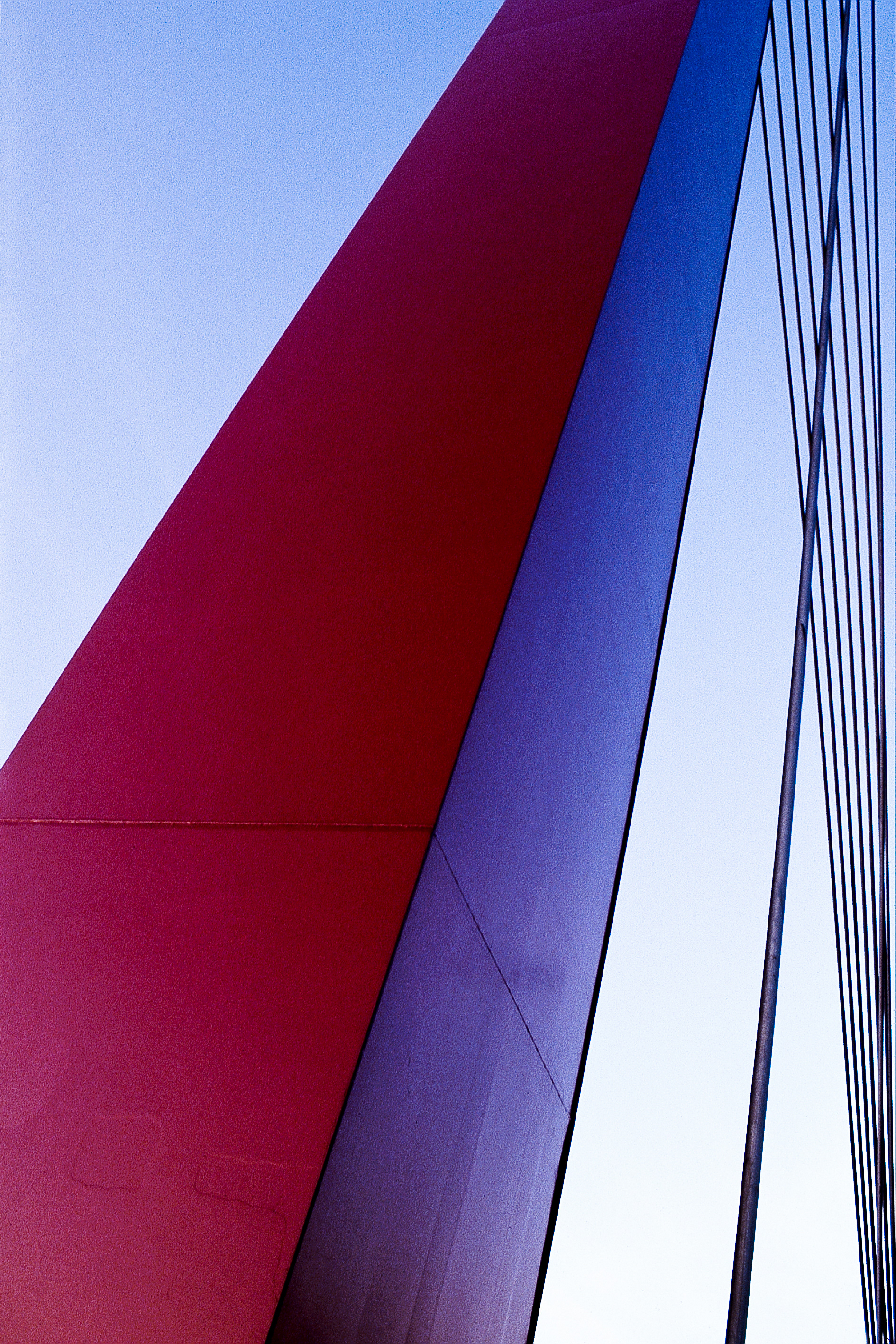 Graphic abstract view of a suspension bridge