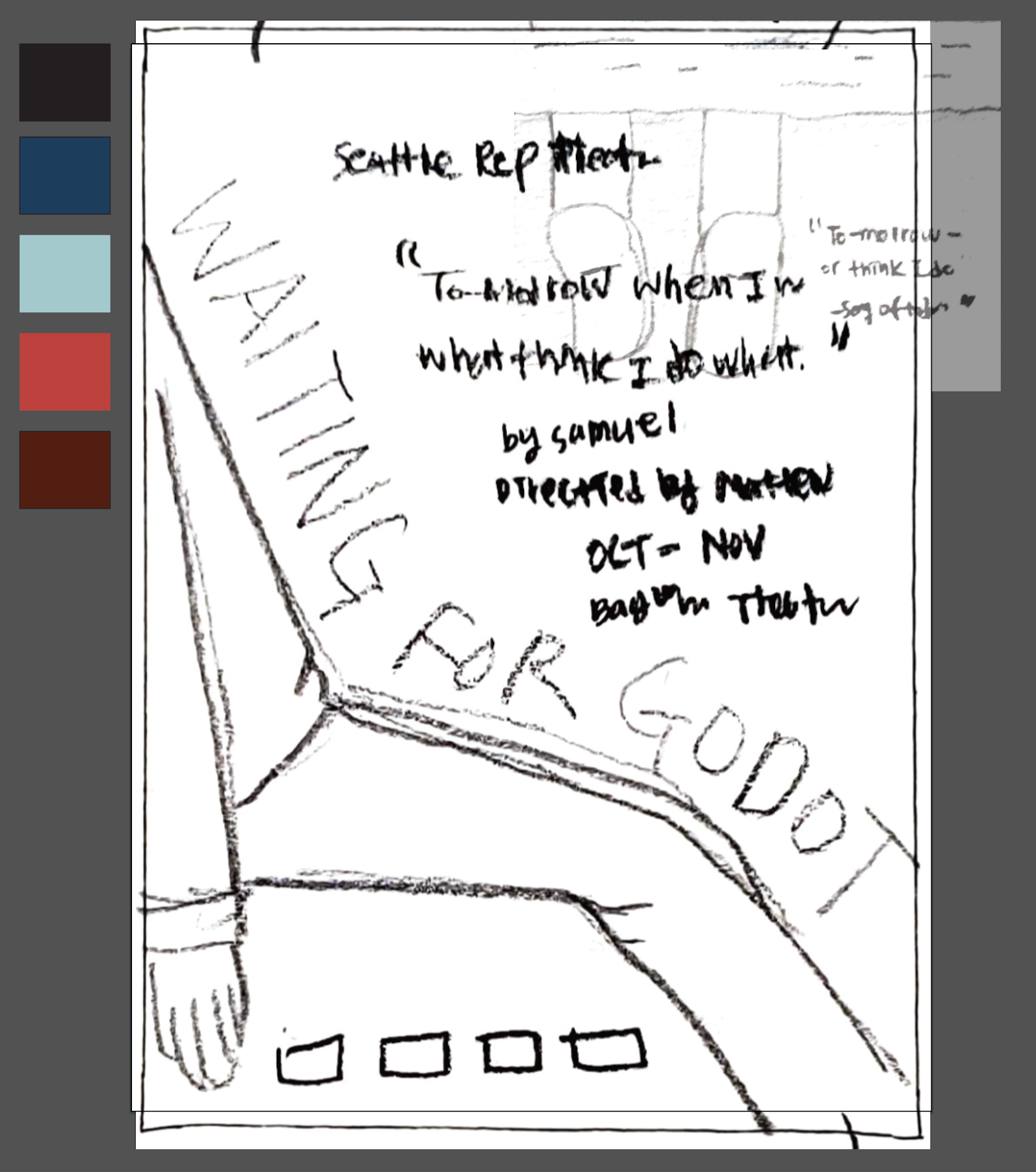 The collage of the 2 rough sketches.