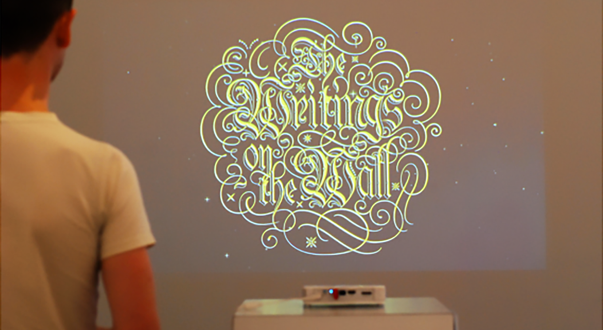 exhibition graphic projection vector lettering animation writing's on the wall