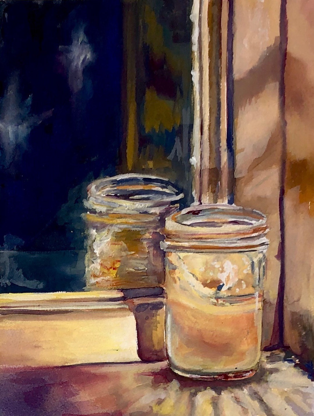 Watchful #1, 2019, gouache on paper, 10 x 7.5 inches