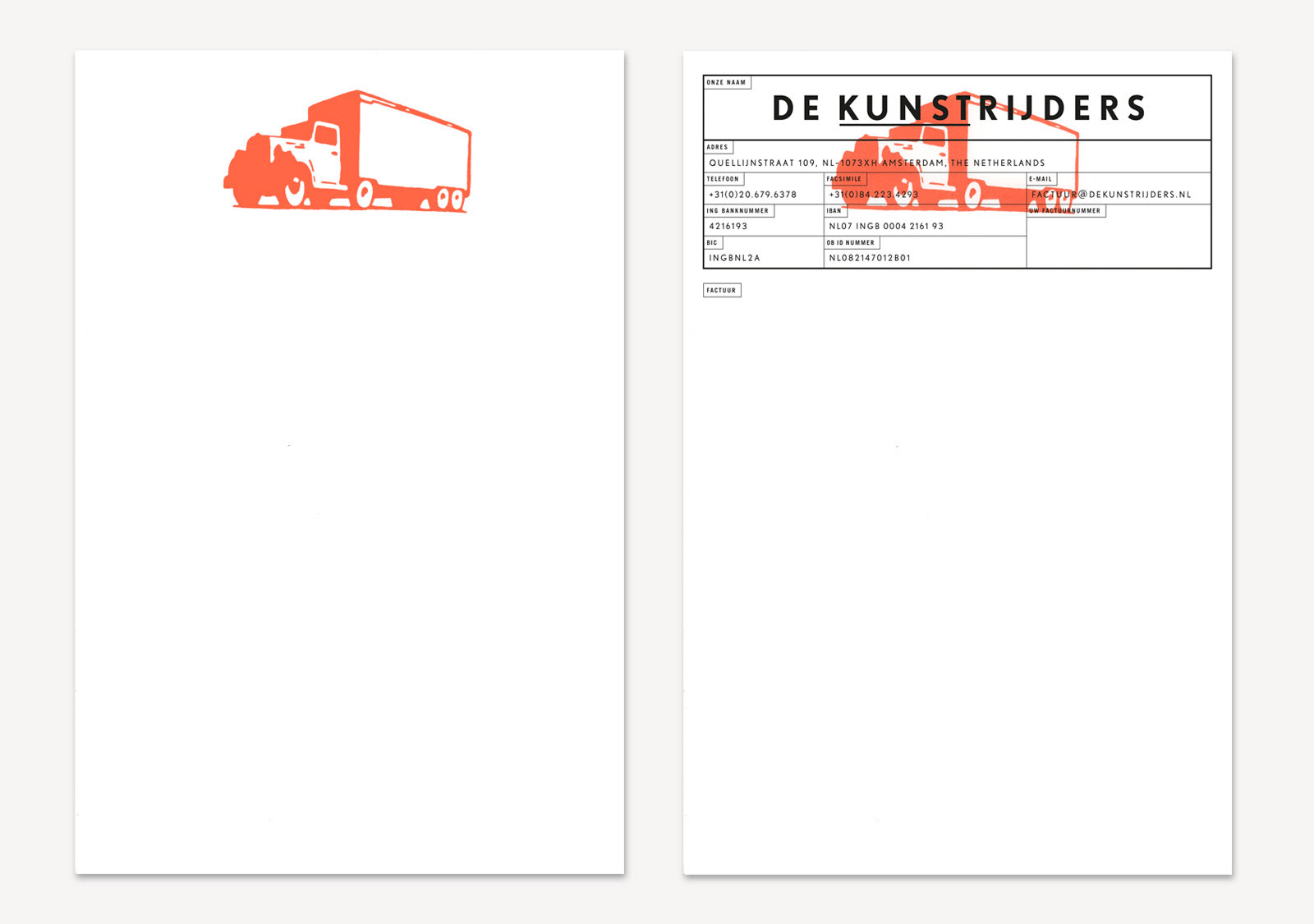 Blank letterhead and invoice
