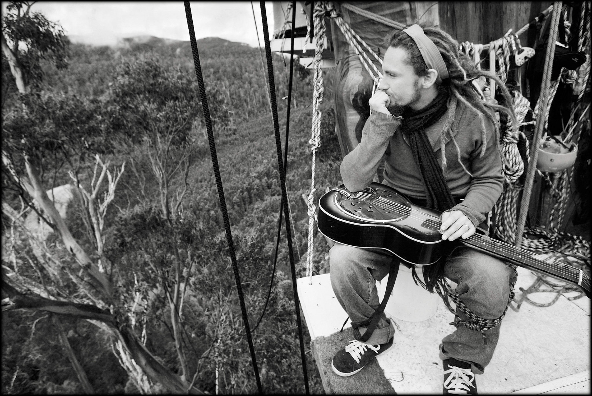 John Butler at the Styx Valley tree sit 2003