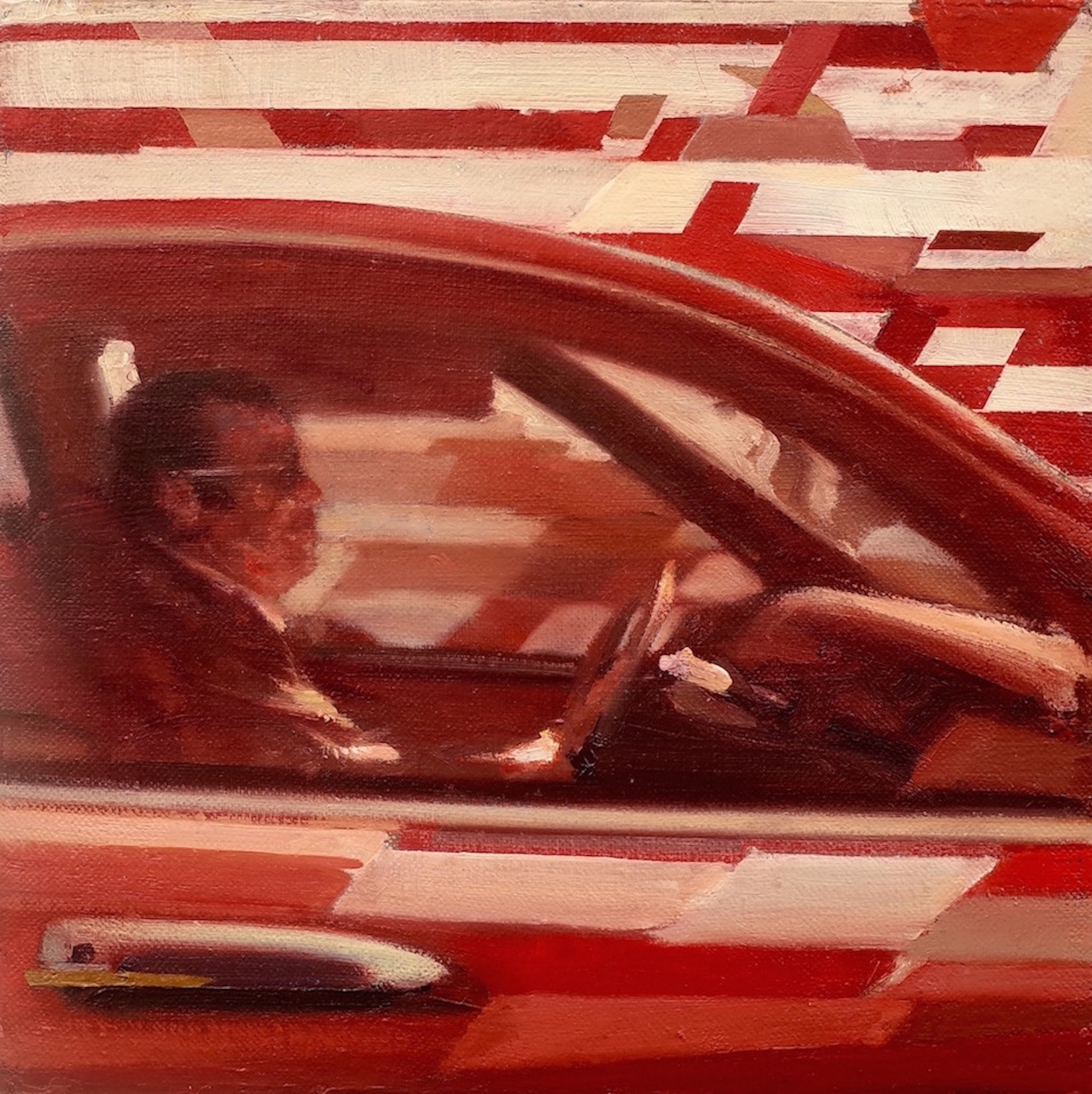 Drive-O-Bots 4, 2012, 7 7/8” x 7 7/8”, oil on canvas