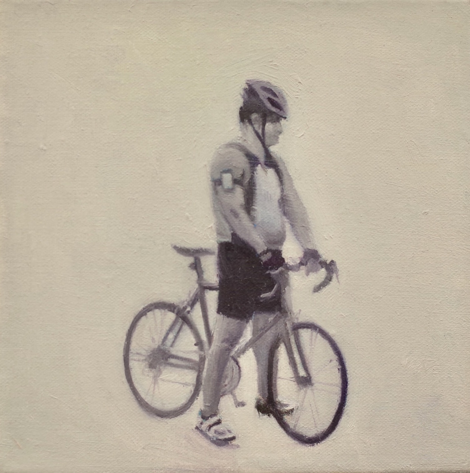 Cyclist, 2020, 5 7/8” x 5 3/4”, oil on canvas