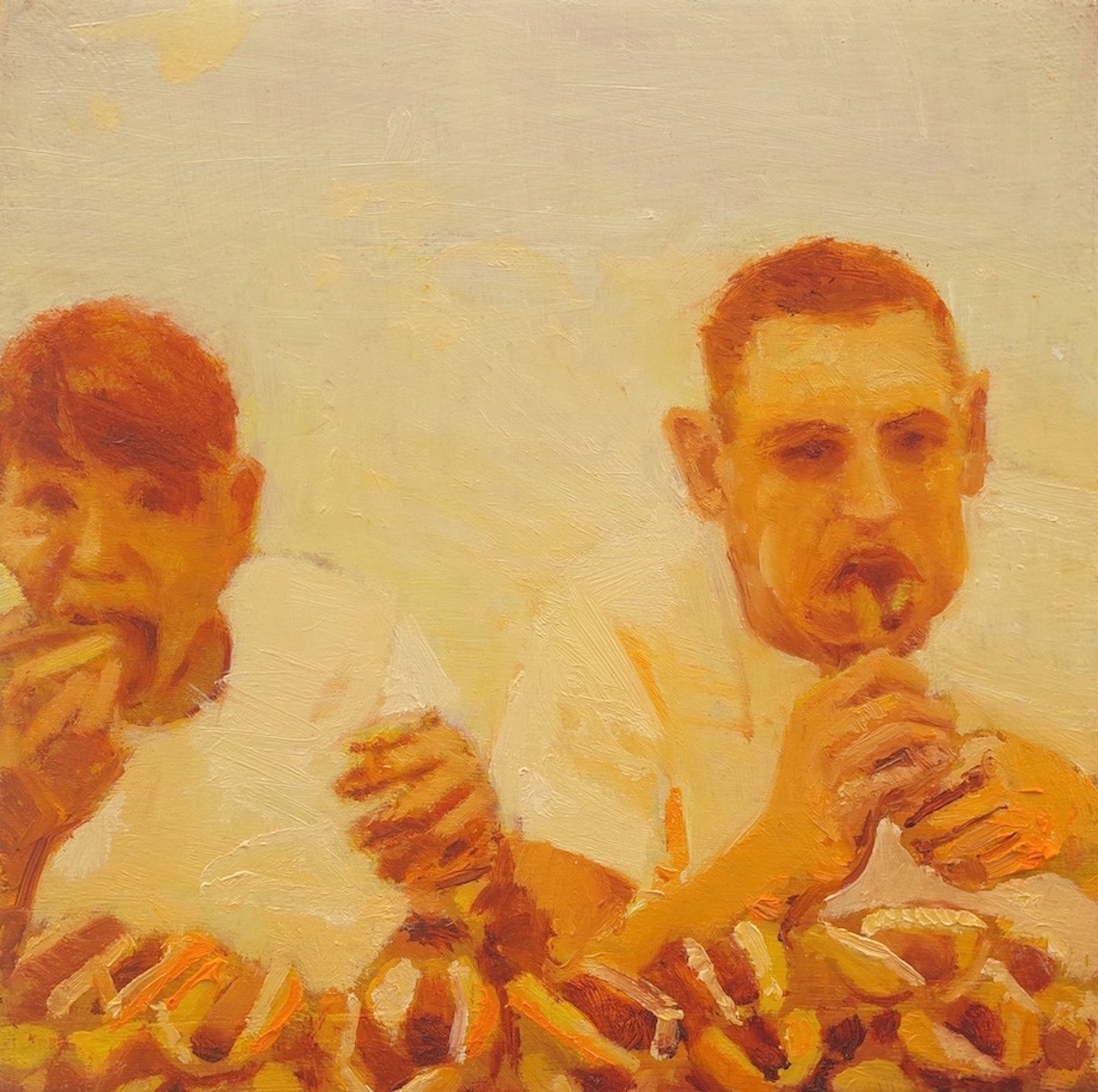 Hot Dog Eating Contest, 2014, 8”x 8”, oil on canvas