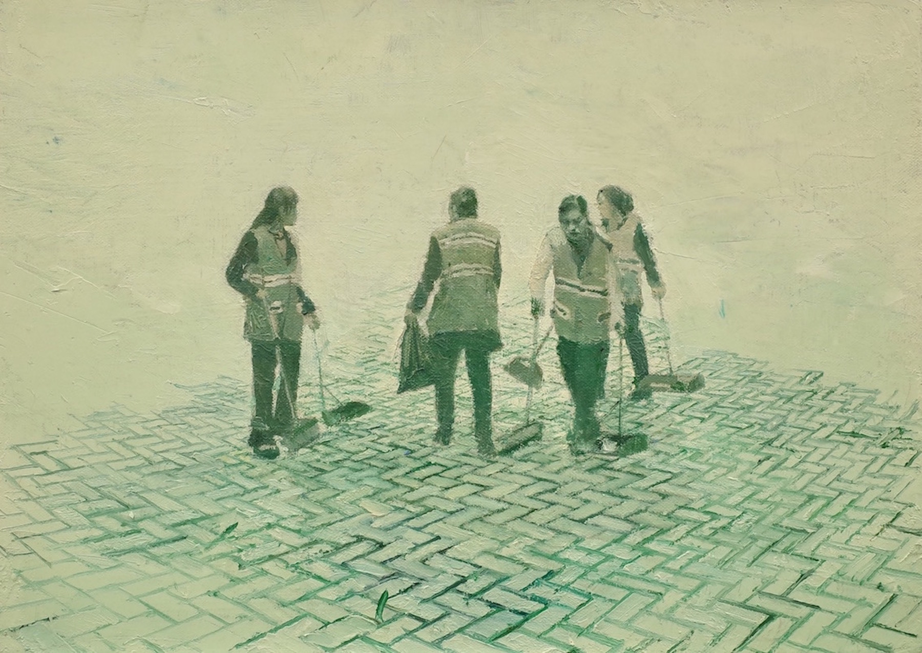 Street Sweepers, 2020, 10” x 14”, oil on canvas