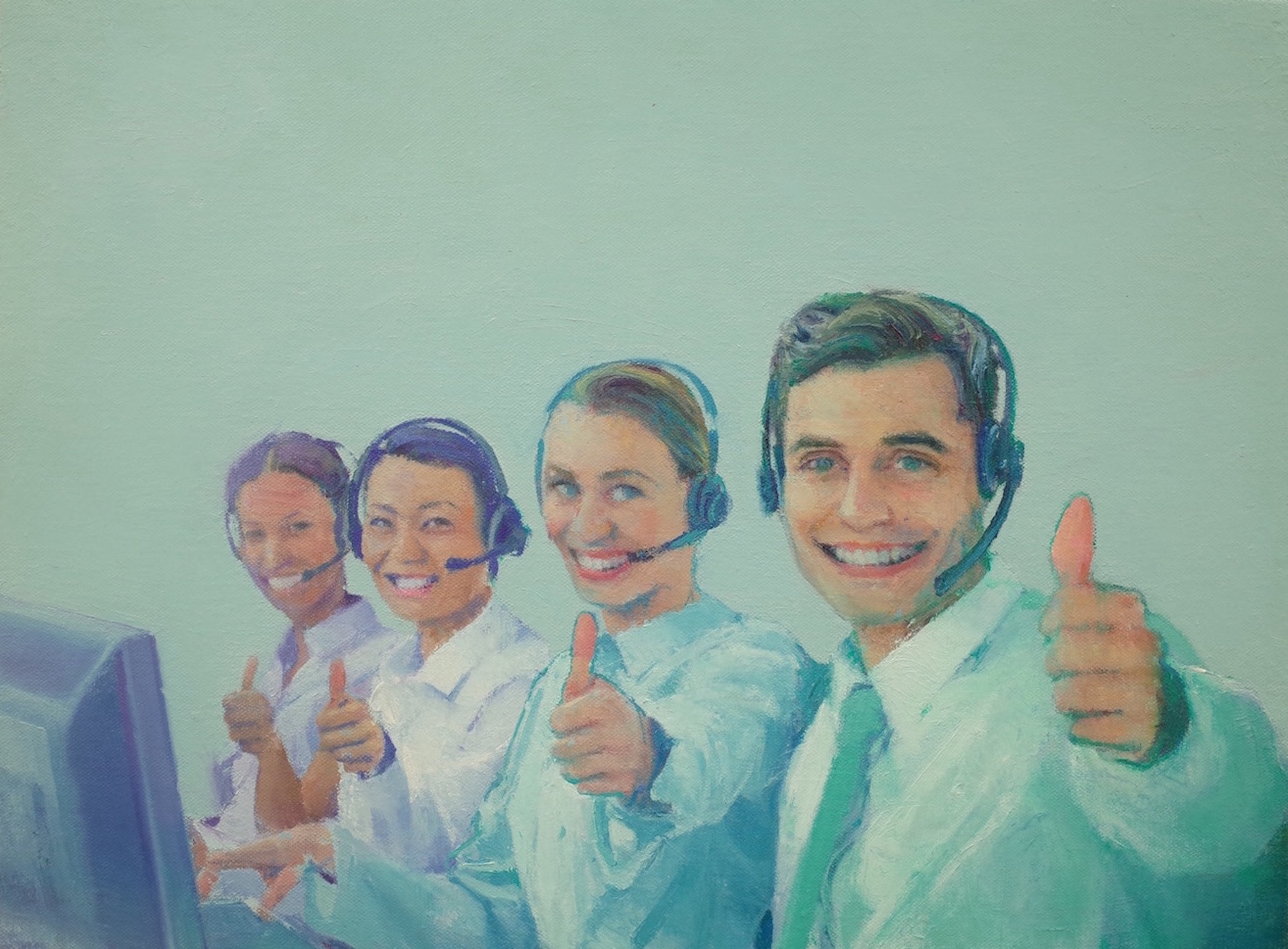 Call Center, 2020, 11 7/8” x 16”, oil on canvas