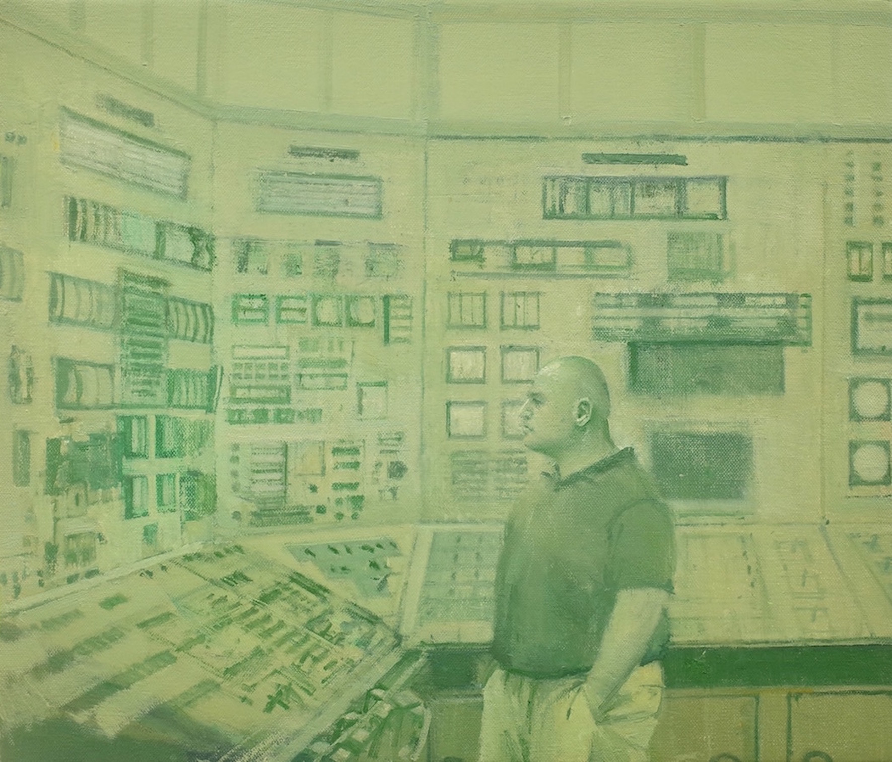 Nuclear Power Plant Control Room, 2020, 12" x 14", oil on canvas