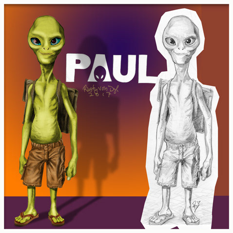 fan art painging of paul the movie extraterrestrial