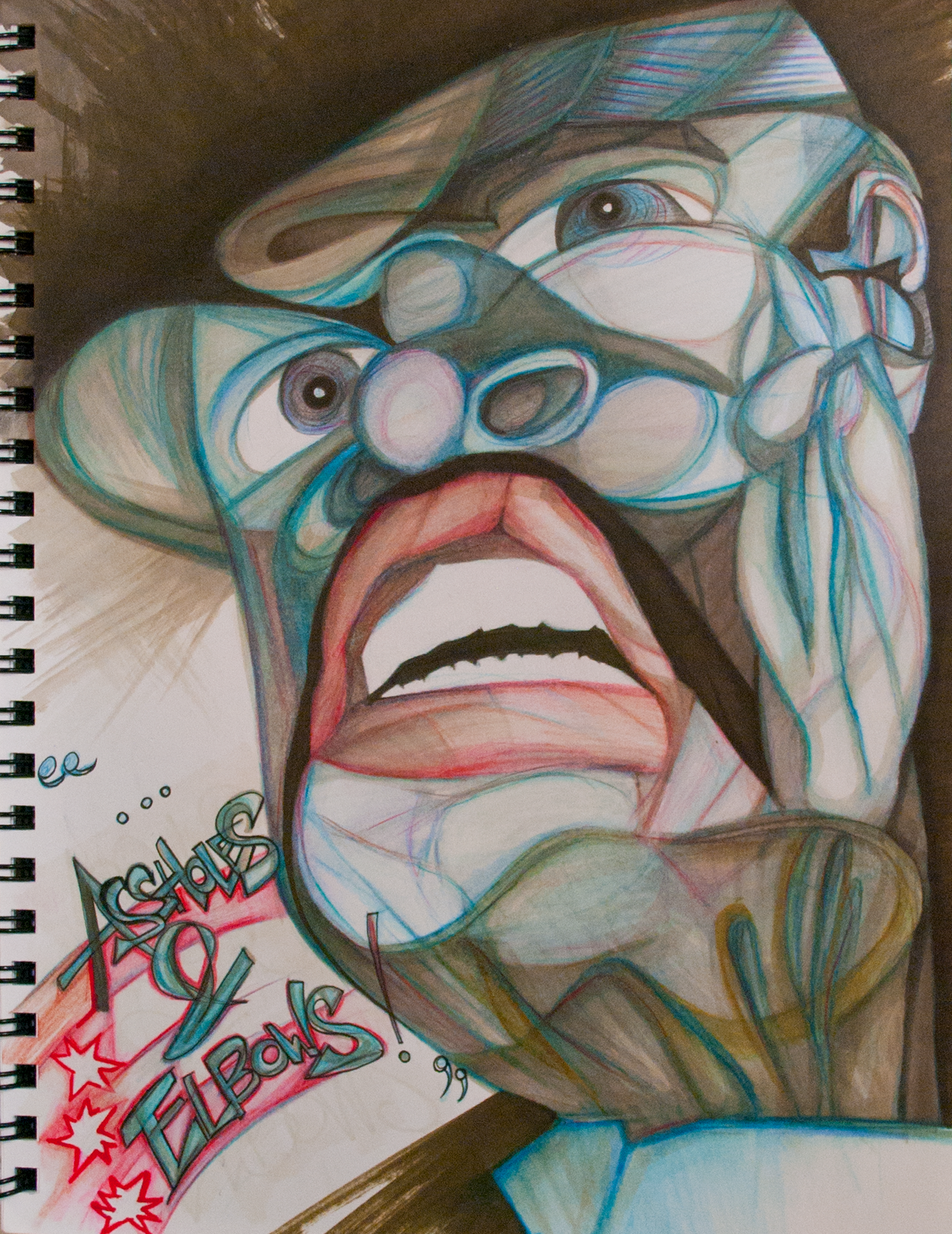 Assholes & Elbows USA, colour pencil and marker on paper, 8.25" x 12", C$300