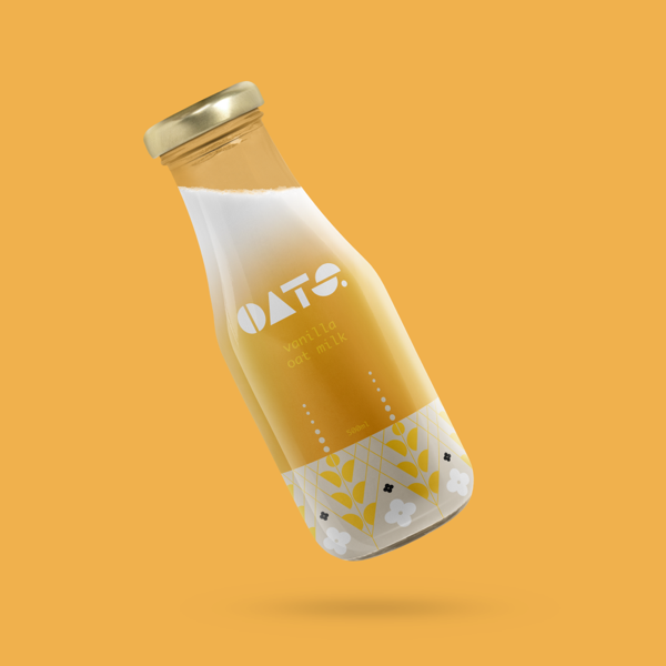OATS packaging for vanilla oat milk