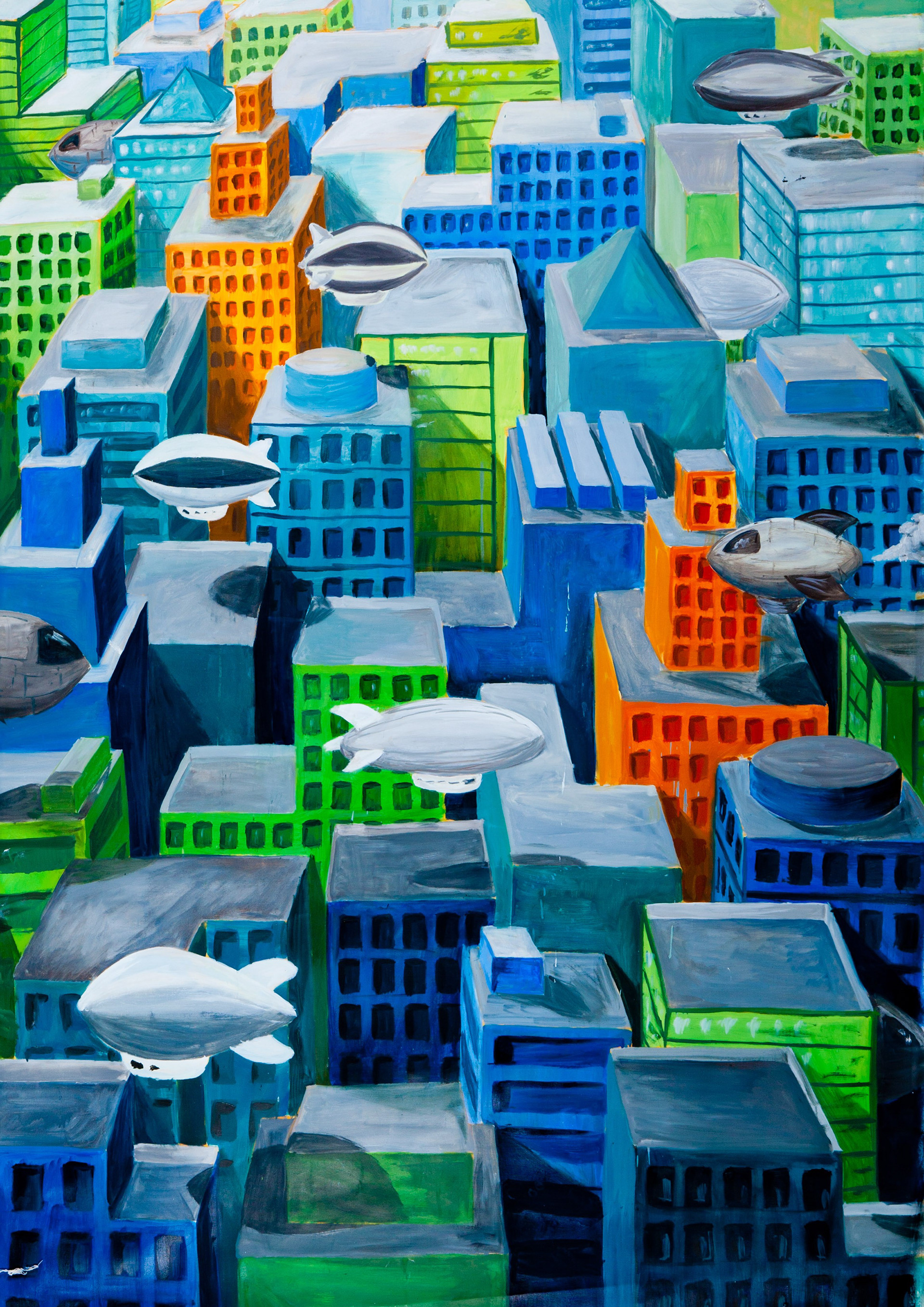 Cityscape oil painting 60"x42"
