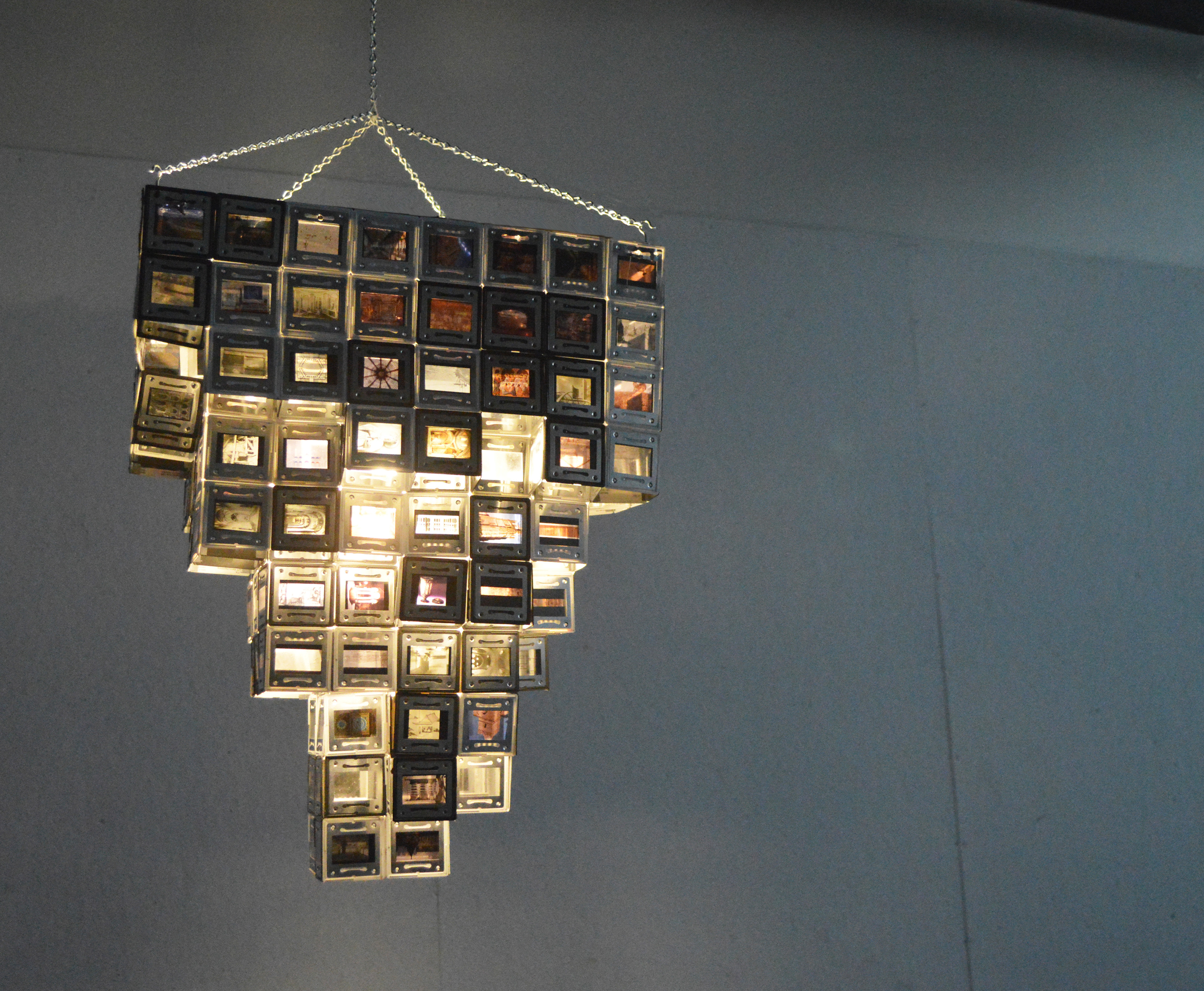 Upcycled photo slides light fixture design