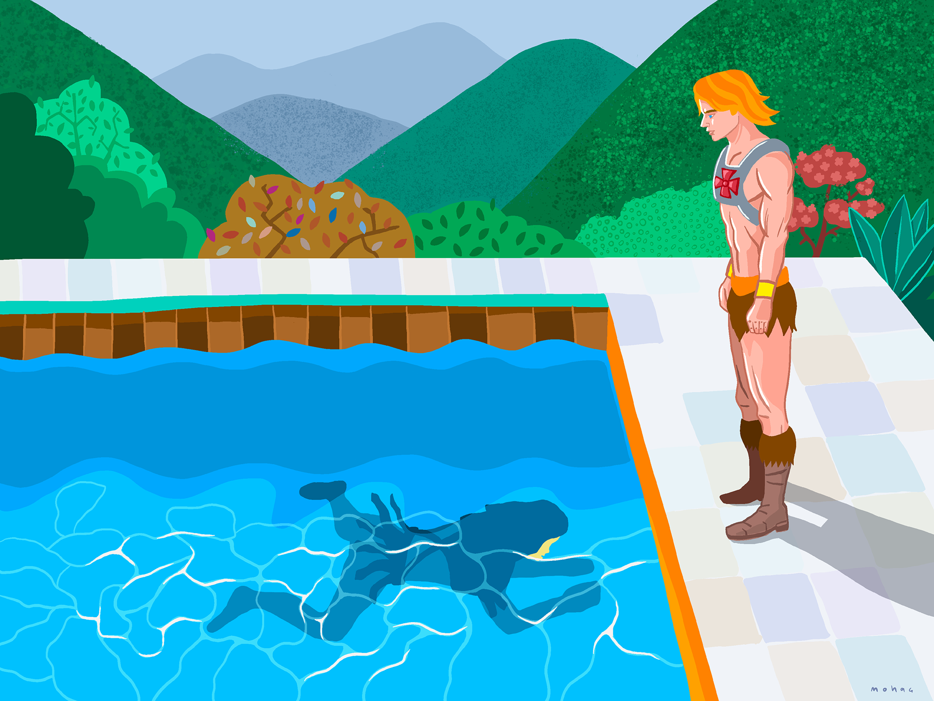 Pool with two figures - 120 x 90 cm / Fine art print ( 2021 )