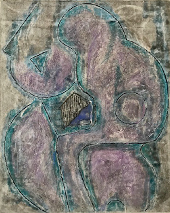 Our Forerunners Are Happy For Us (2019) Woodblock, mixed media, 19 ½ x 15 ½