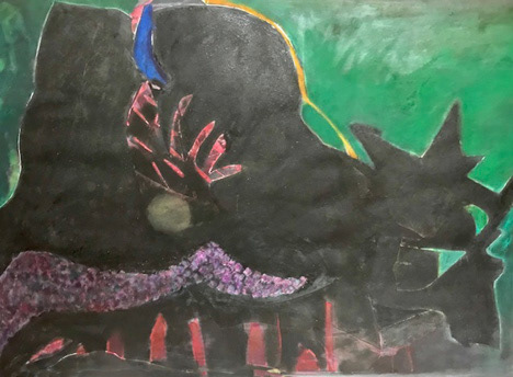 ong, Shiny, Juicy and Black, I Don’t Want Your Cadillac (1988) Oil, gesso, pastel, color pencil on paper, paper: 38 ¼ x 49 ¼ inches, image: 30 x 42 ¼ inches