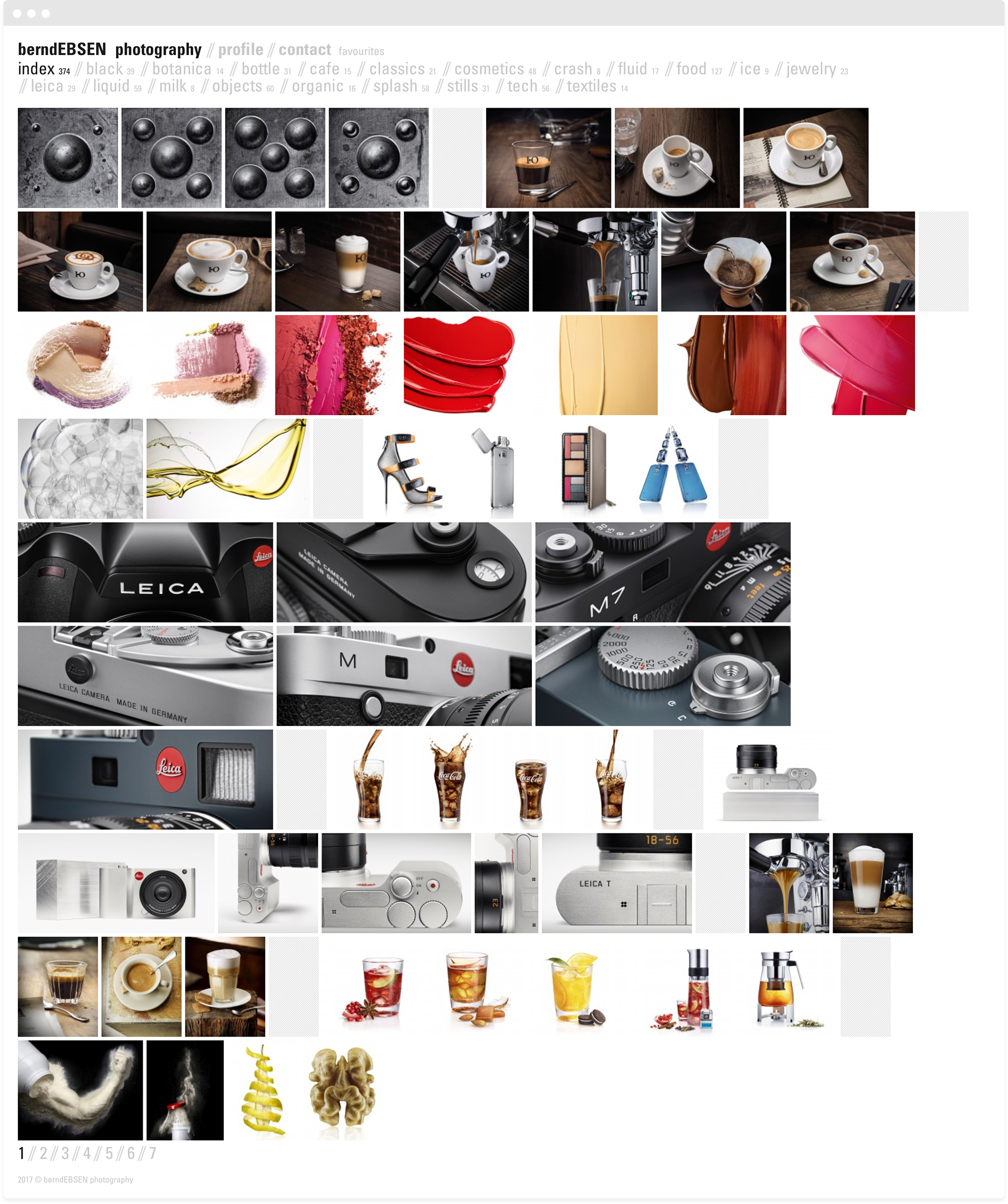 Portfolio Übersicht mit Motivminiaturen