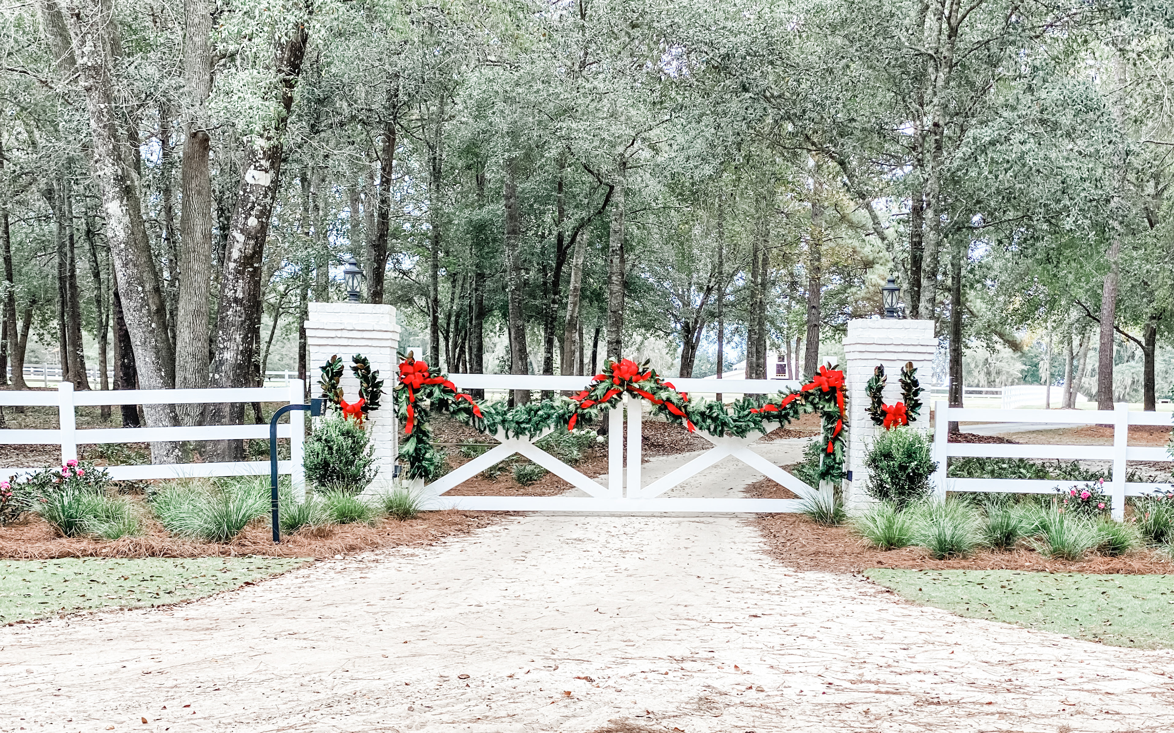 The Entry Gates at Christmas at Fox Hill