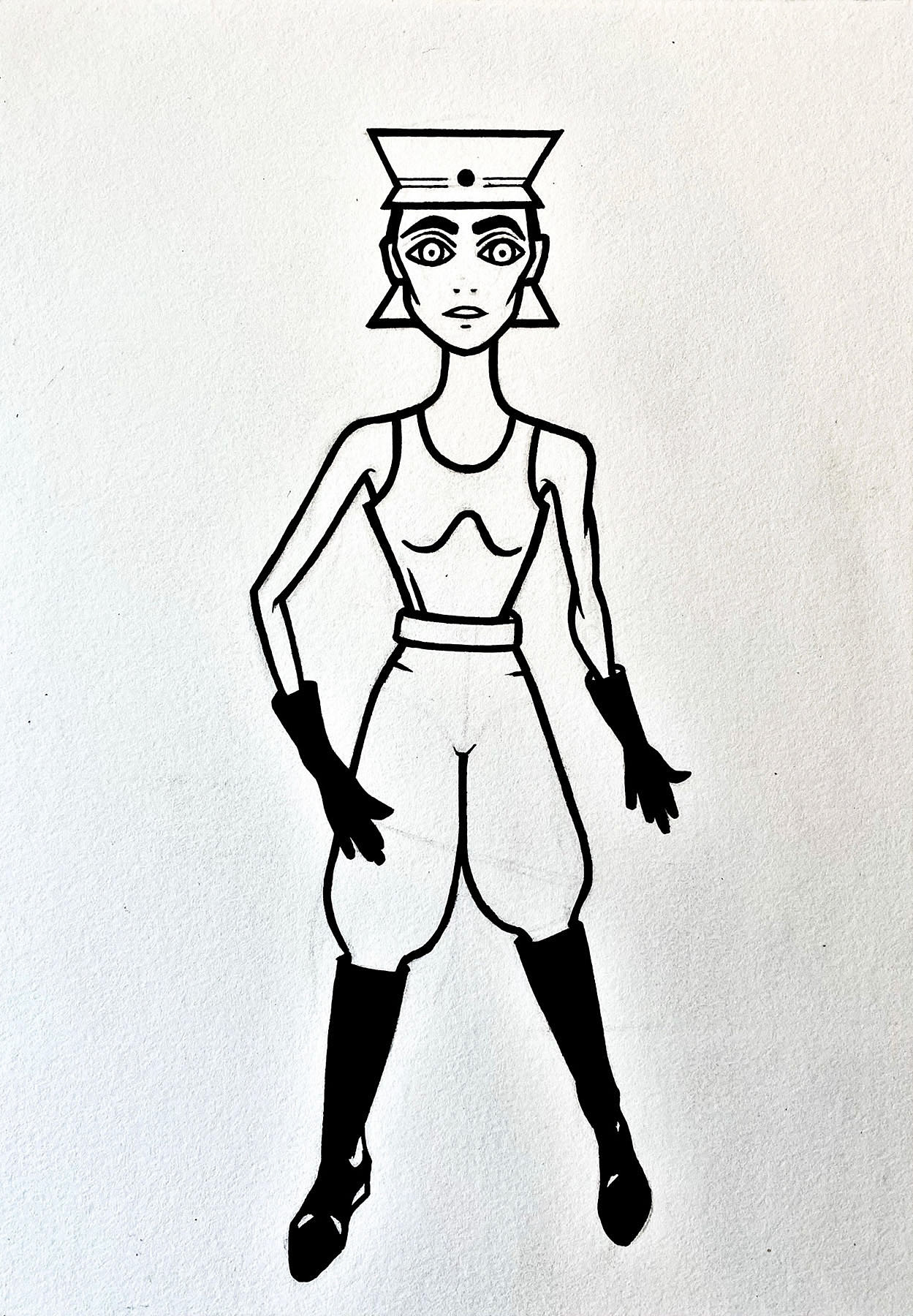 The Biker Girl, marker pen on card paper, 29.7 x 21 cm, 2020.
