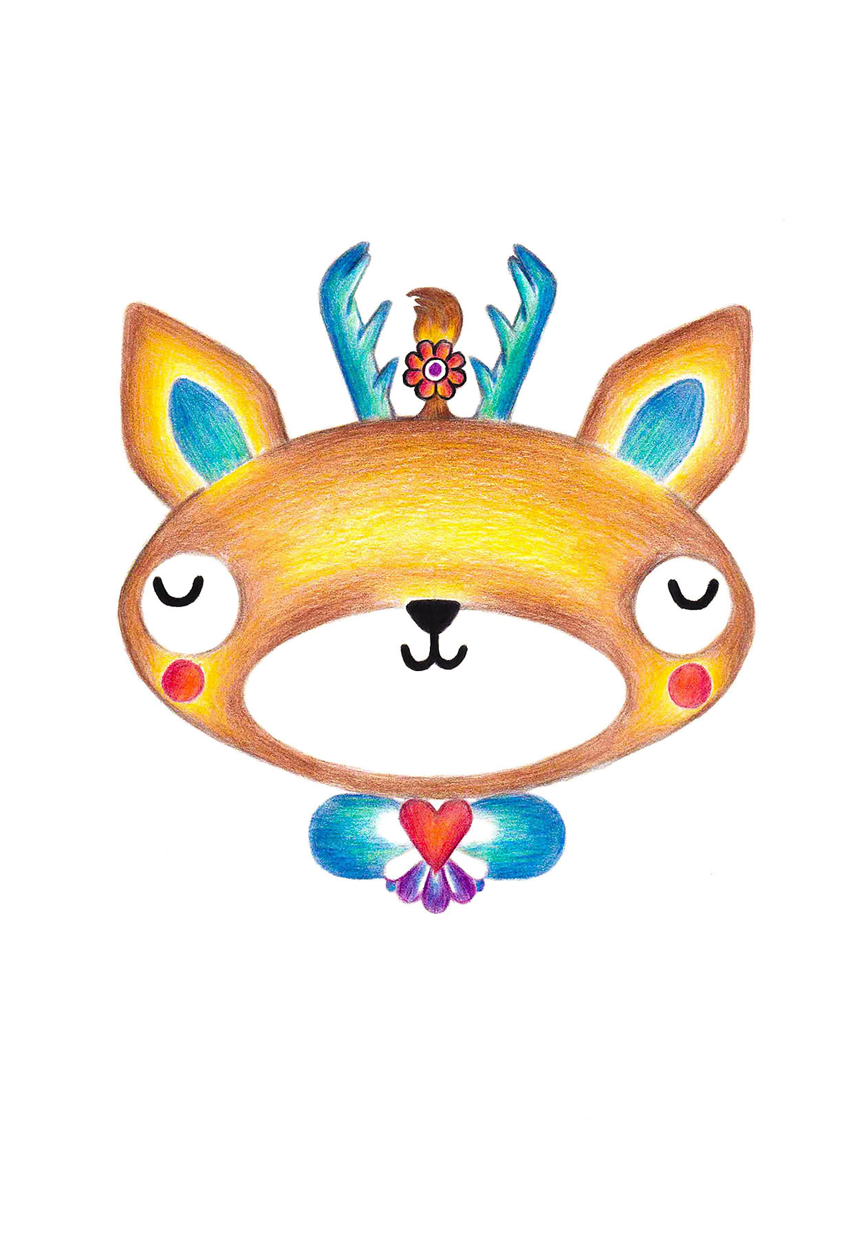 Female Deer Drawing (Digital Version), rendered on Adobe Photoshop, 2020.