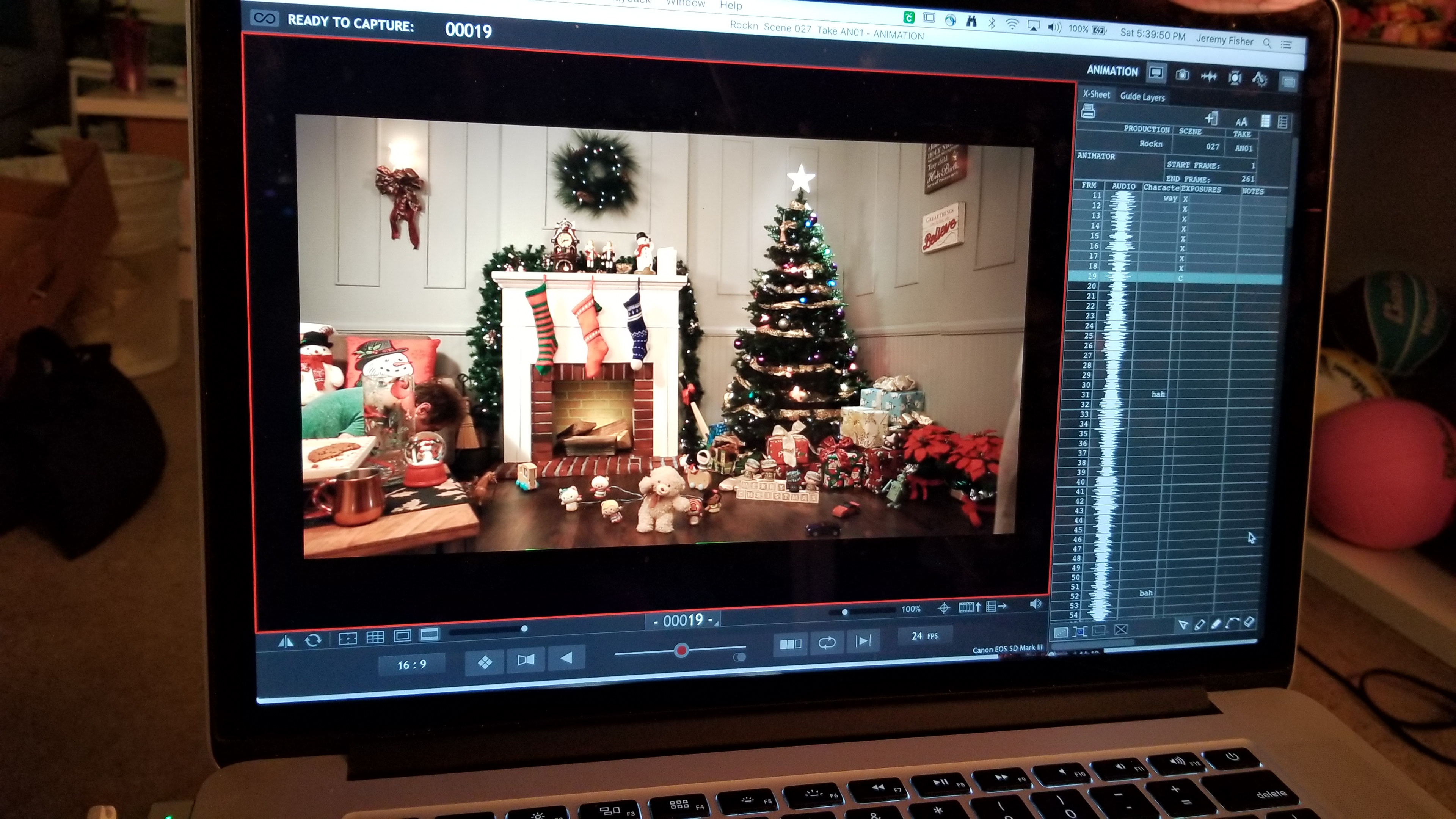 All of the toys on a spider-like wire rig for the final shot.