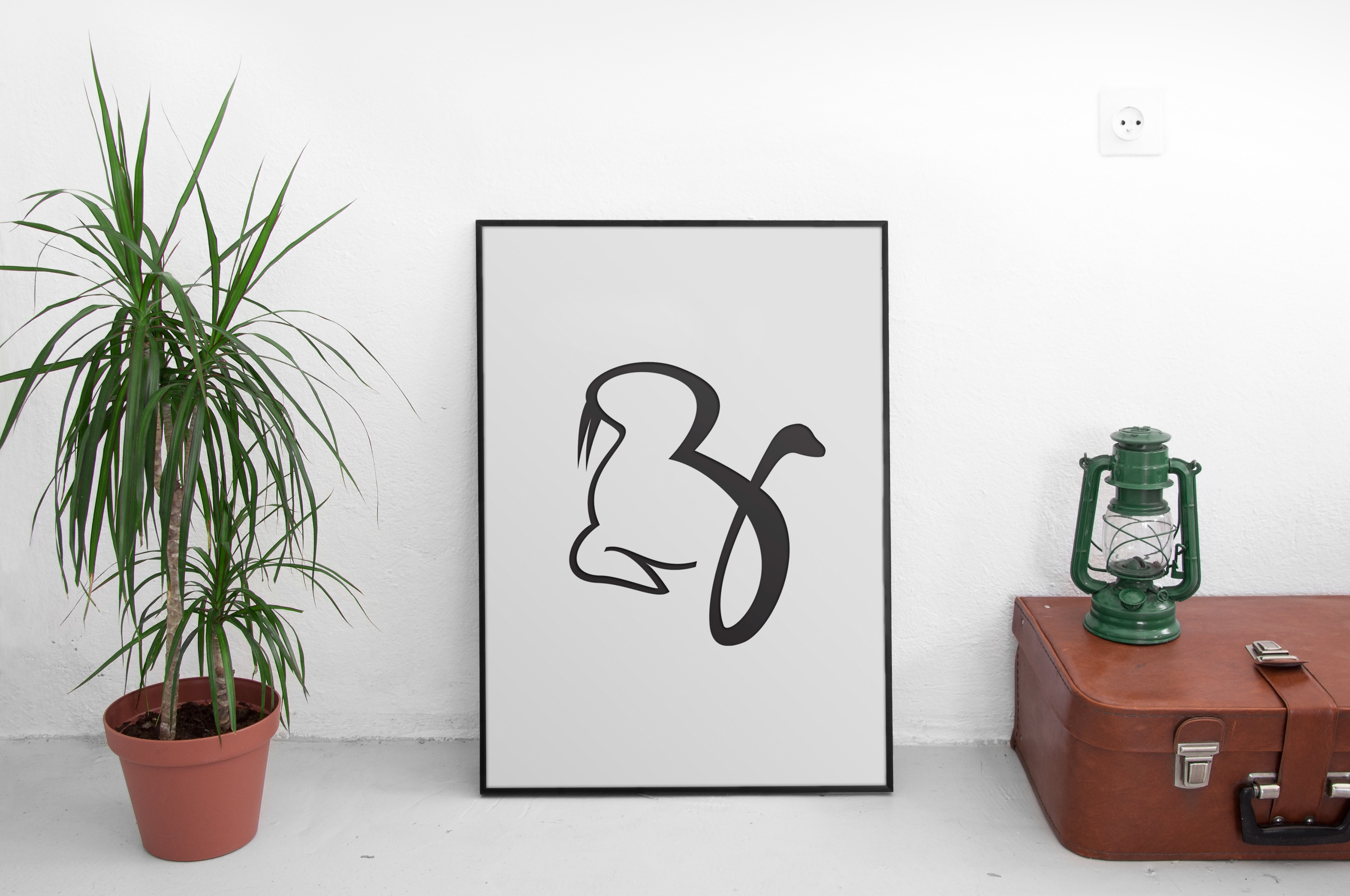 "Walrus + cursive Z" Symbol Design Mockup