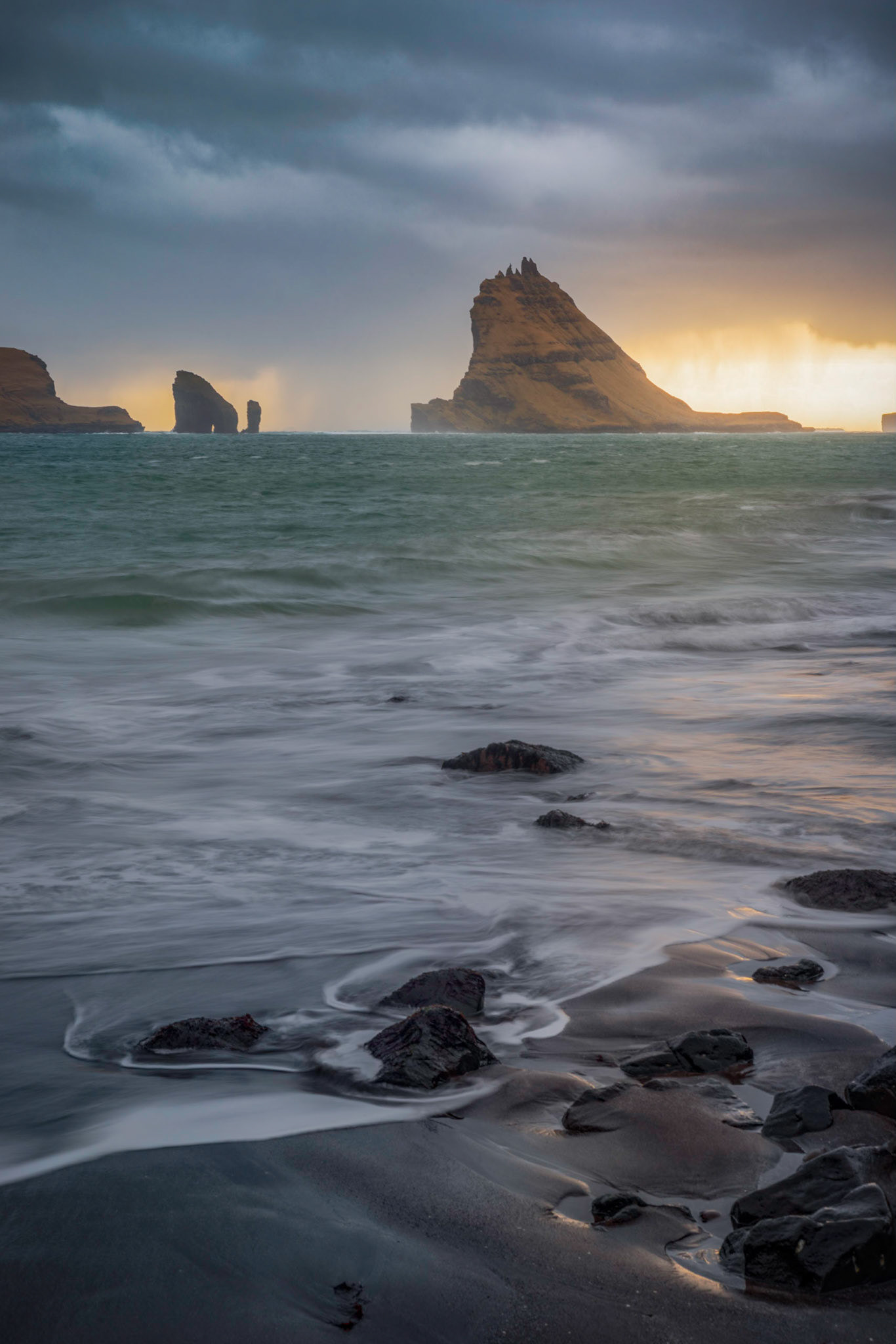 Sunset behind Tindhólmur, near the village of Bøur.Vágar, Faroe IslandsMarch 23, 2019Pentax K-1, HD PENTAX-D FA 24-70mm F2.8ED SDM WR