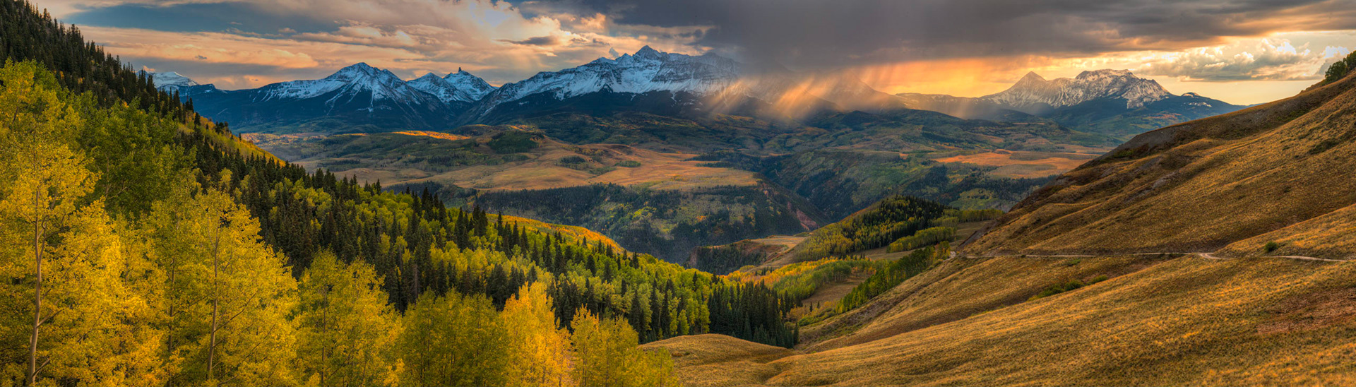 This was an interesting evening.  At first, the clouds shrouded the mountains.  Then we could see virga (rainfall evaporating before reaching the ground) coming from the clouds.  Then individual beams of sunlight breaking through the clouds.Telluride, ColoradoSeptember 26, 2017This is an HDR panoramic image consisting of 9 frames comprised of 3 exposures each. HDR processing performed in Photomatix Pro.  Panoramic stitching performed in Photoshop. Additional processing performed in Lightroom and Photoshop.PENTAX K-1, TAMRON 28-300mm F3.5-6.3 Ultra zoom XRISO 100 85 mm  1.6 sec at ƒ / 16