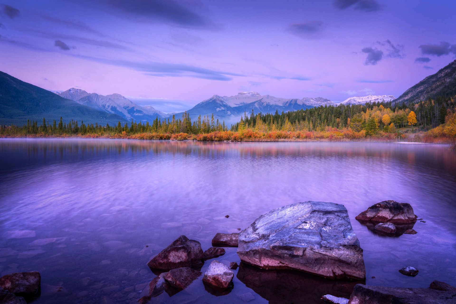 Before sunrise, at the Vermillion Lakes.Banff National ParkAlberta, CanadaSeptember 19, 2016This is an HDR image consisting of 5 exposures merged in Photomatix Pro. Additional processing in Lightroom and Photoshop.PENTAX K-1, HD PENTAX-D FA 15-30mm F2.8ED SDM WRISO 100 26 mm  2.5 sec at ƒ / 16