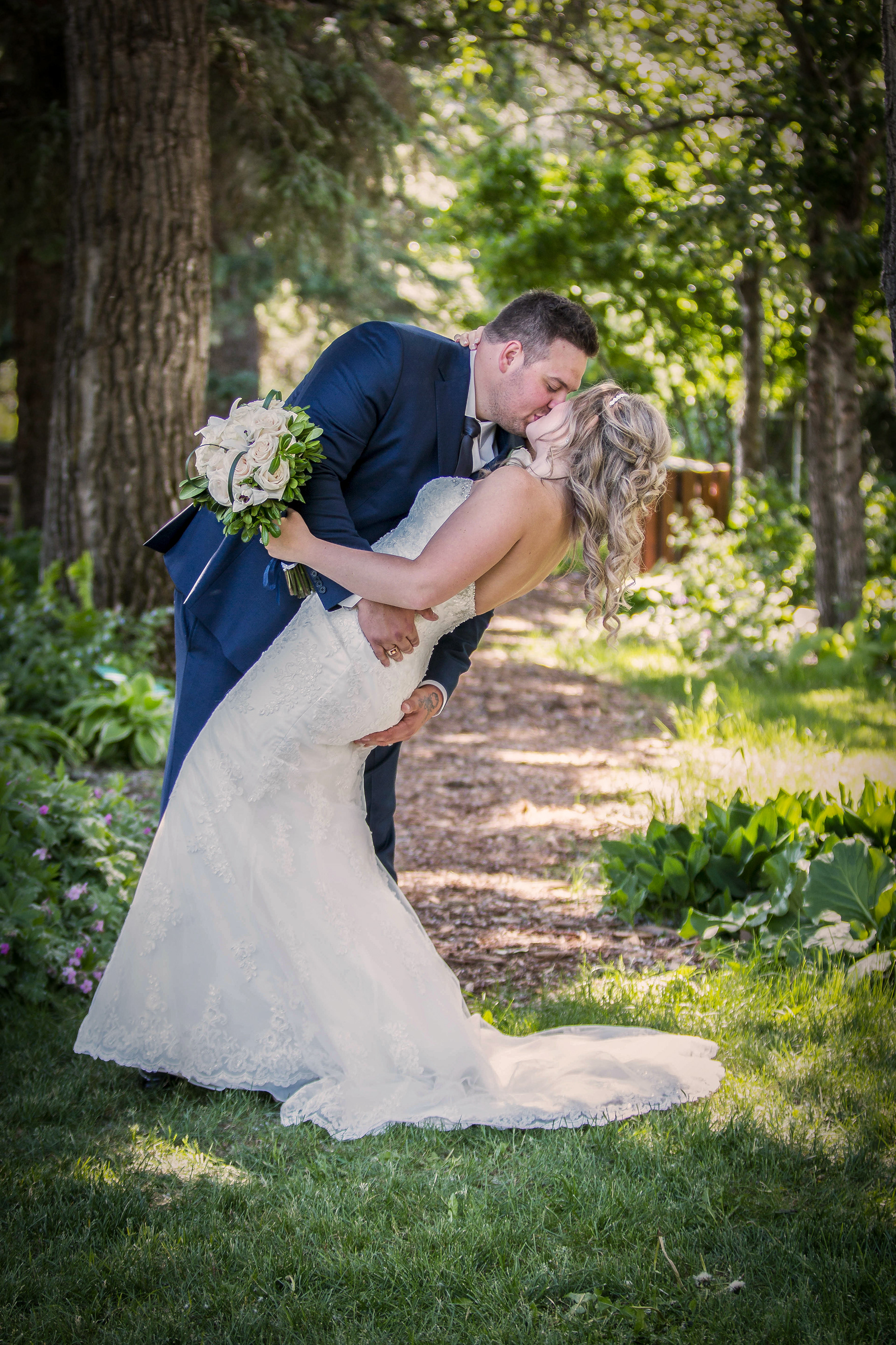 Bride and groom summertime in Edmonton Alberta