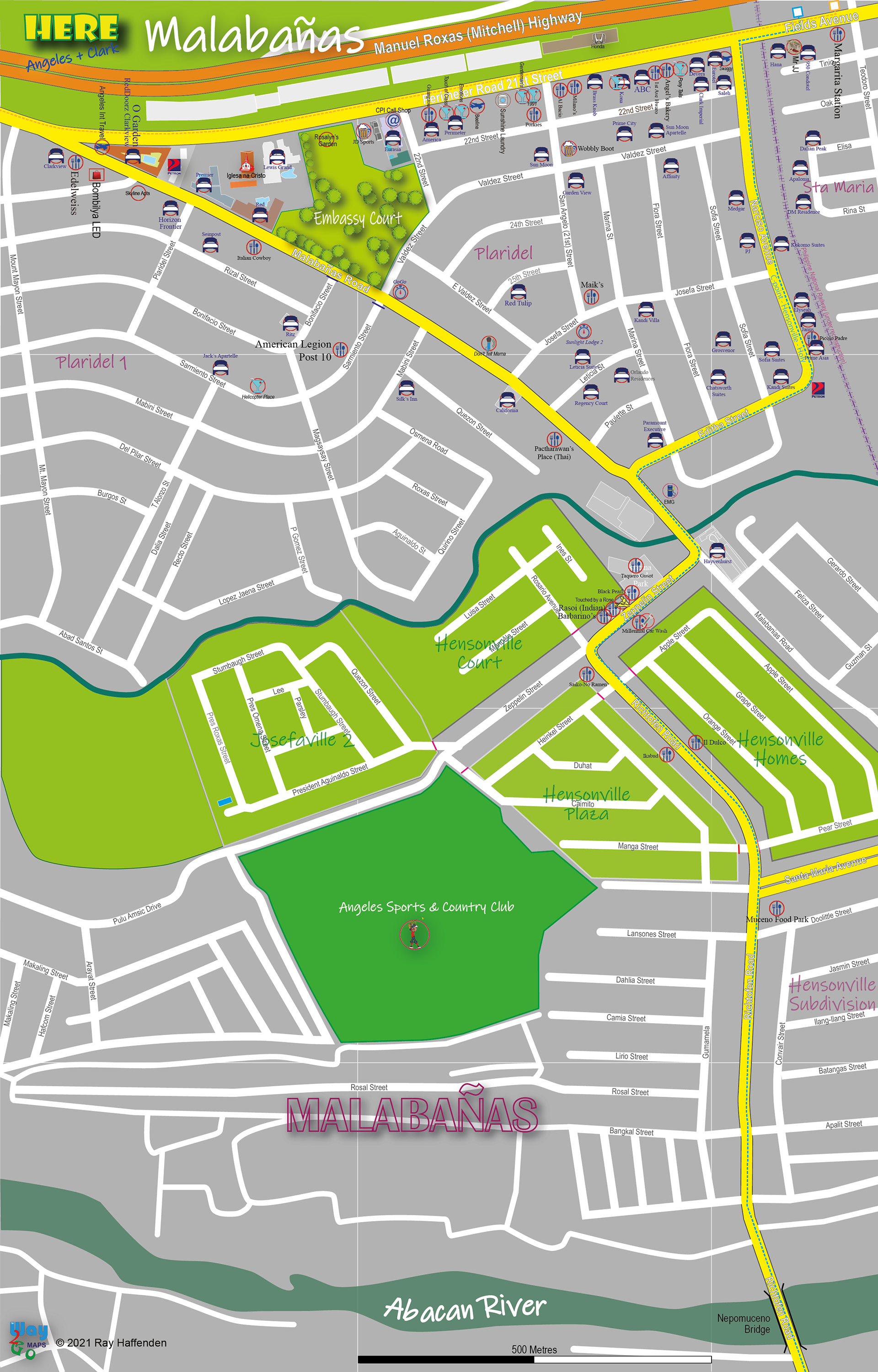 Map of Malabanias, Angeles City, Philippines