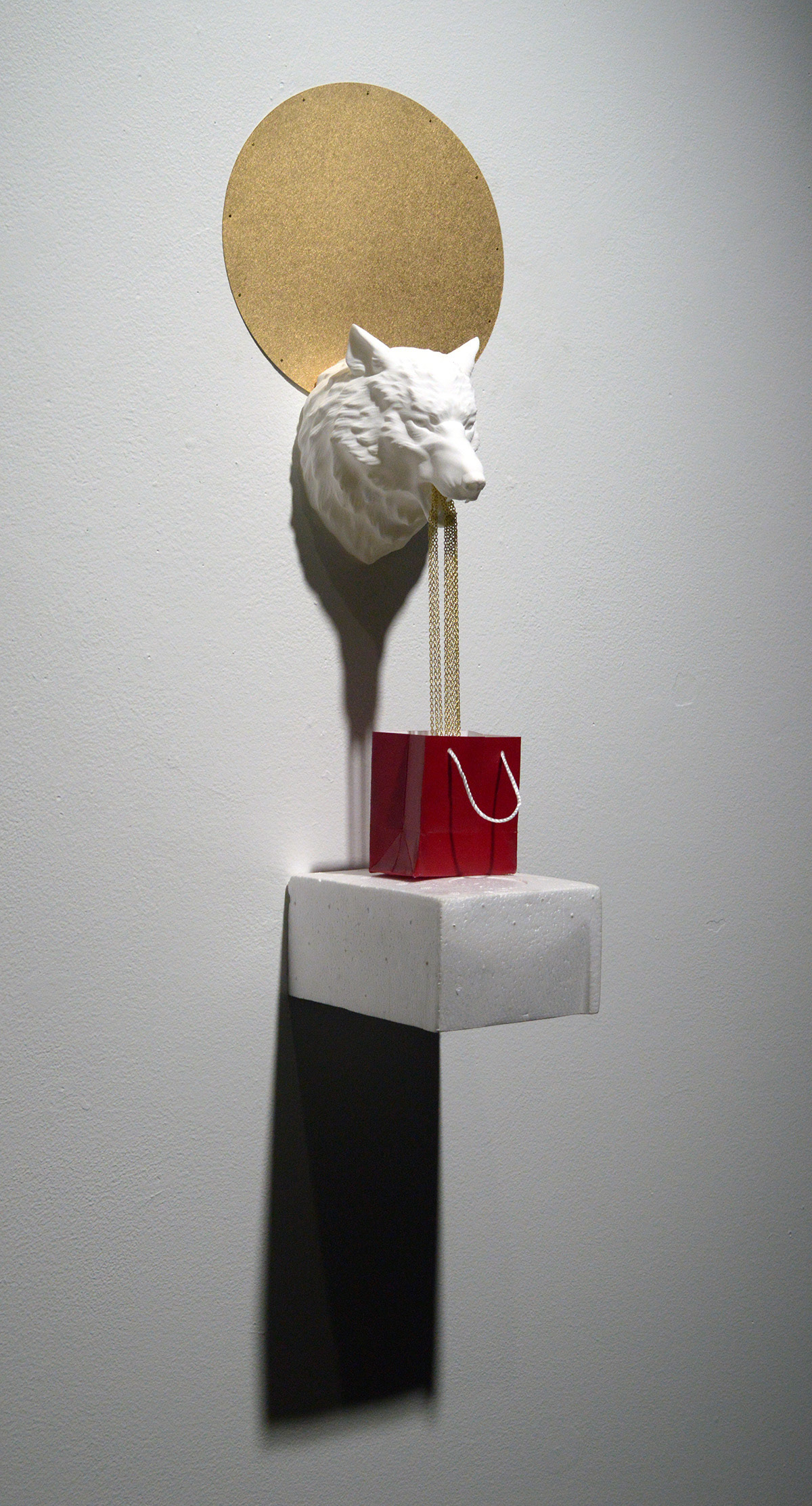 Familiar Spirit: Land - paper, paint, faux gold chain, 3D print, XPS, pins