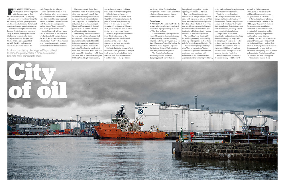 Magazine double page spread for Desmog